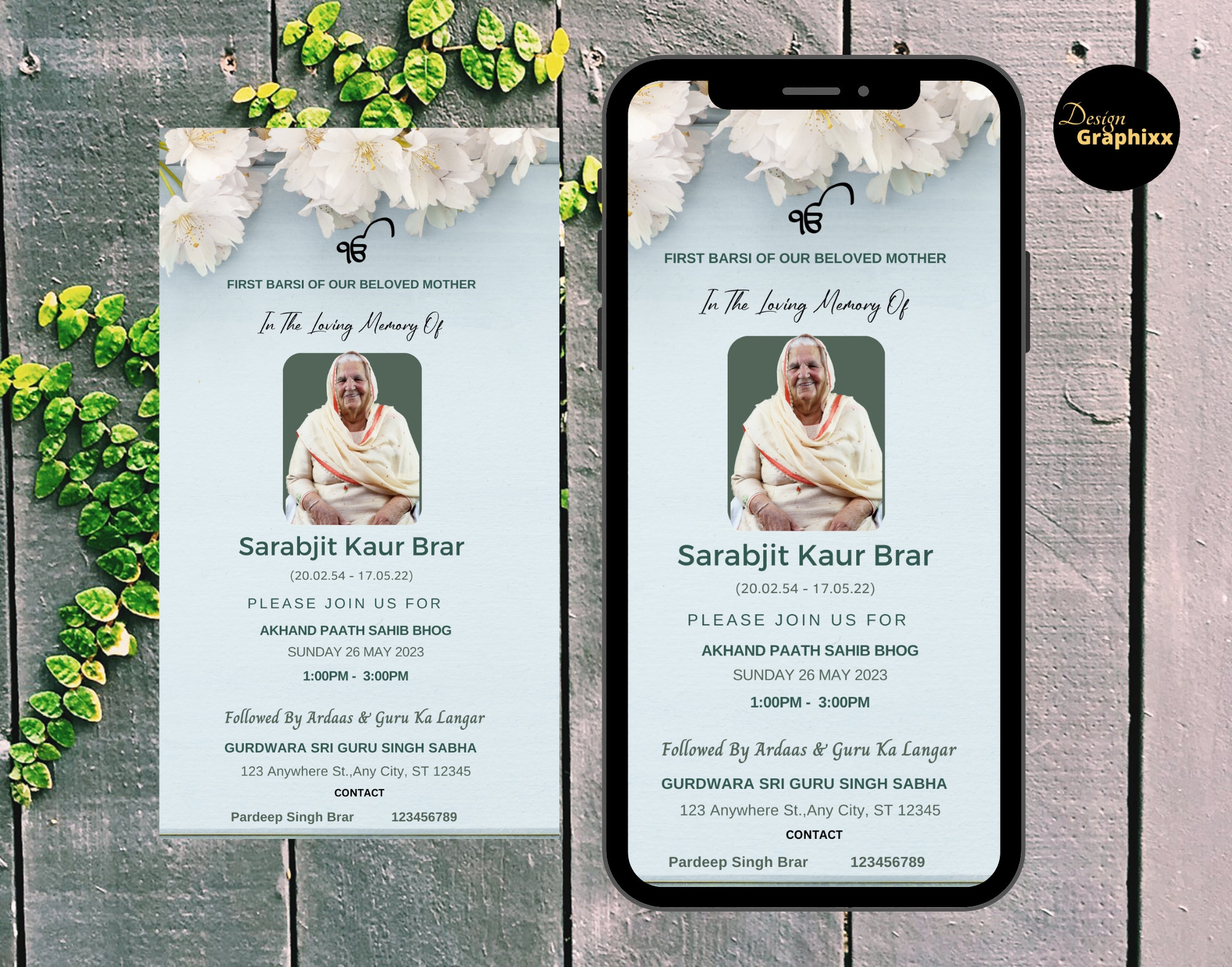First Barsi Funeral Invitation Sikh Religious Digital Etsy