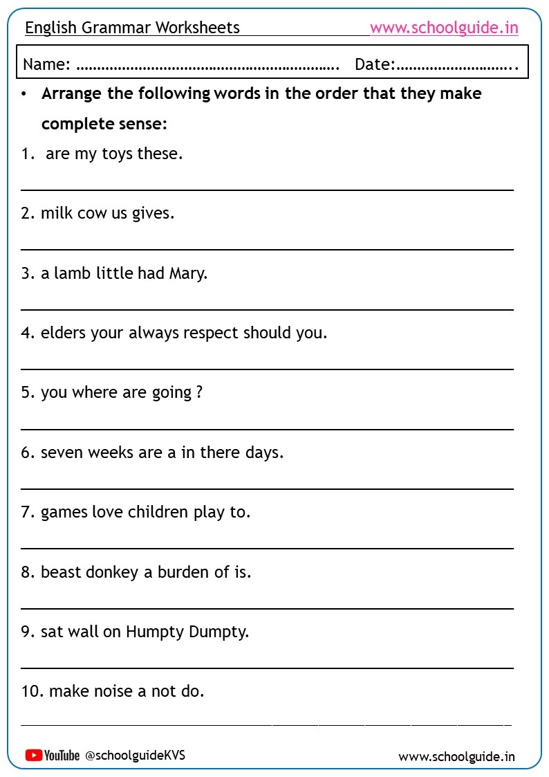 Fix The Sentences Worksheet For Kids Worksheets Library