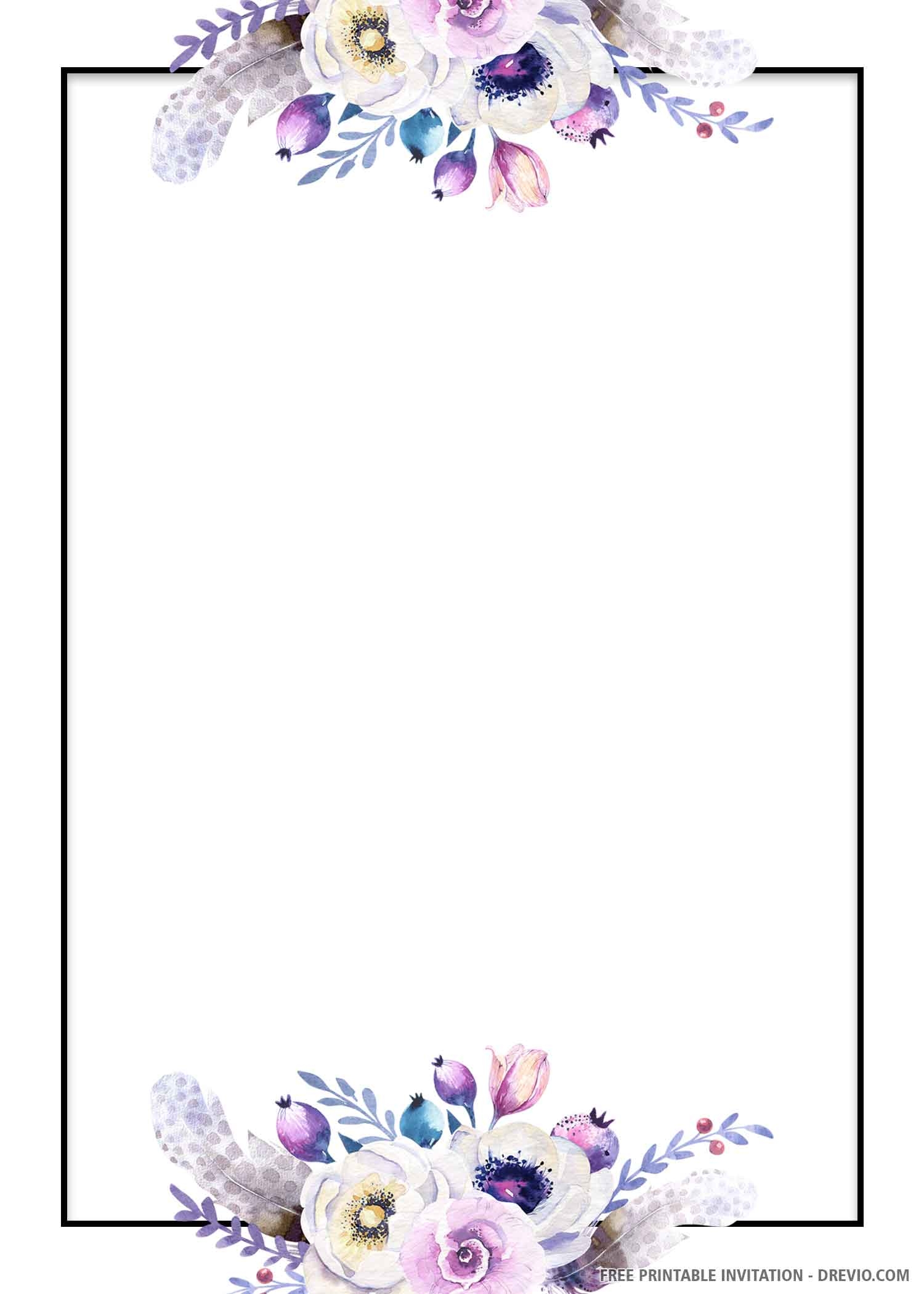 blue floral invitation template