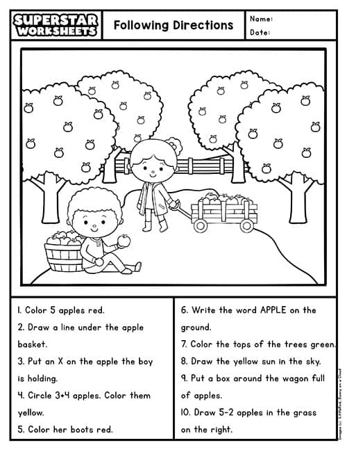 follow the directions worksheet