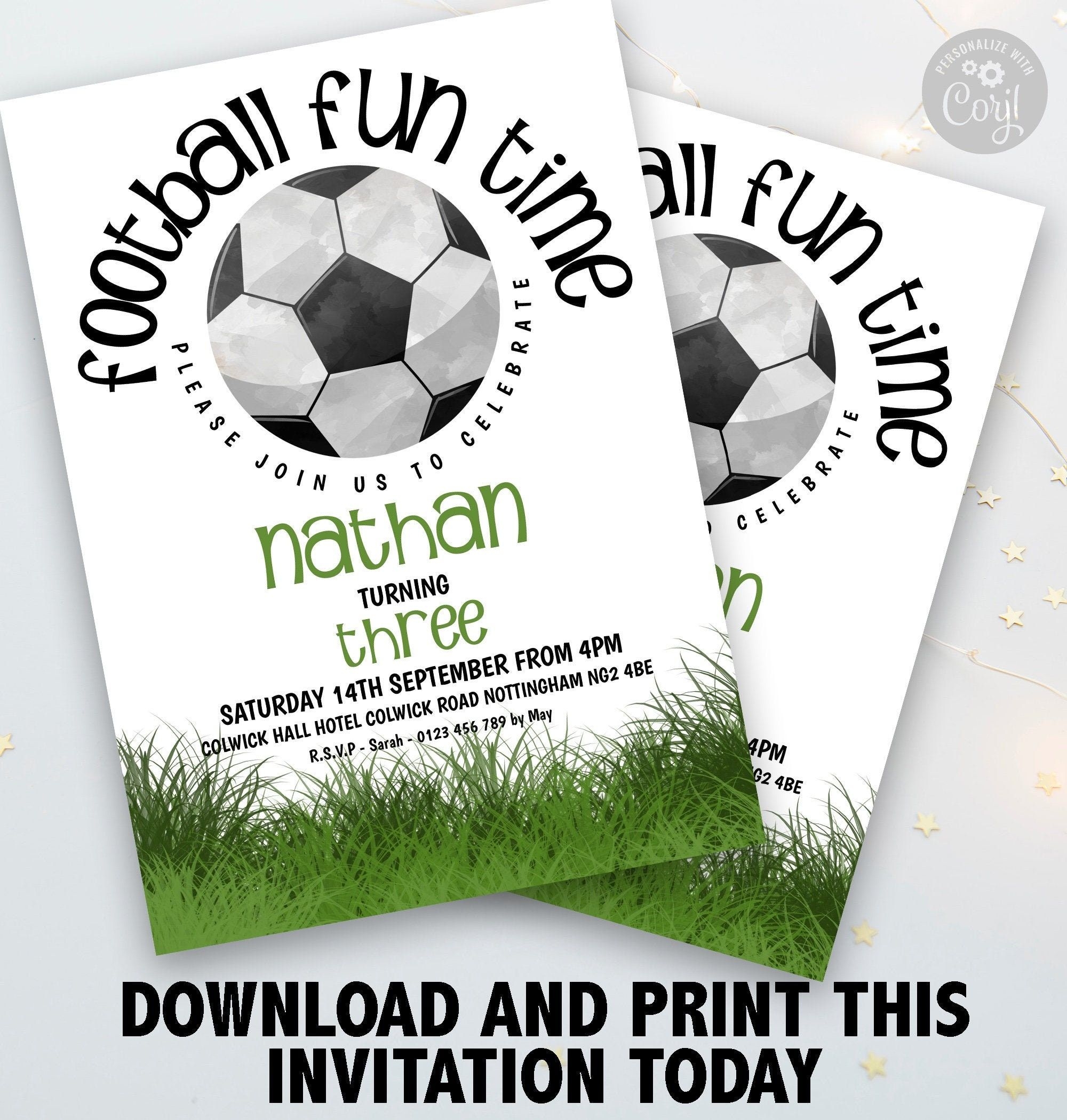 Football Birthday Invitation Any Age All Text Editable Football Party
