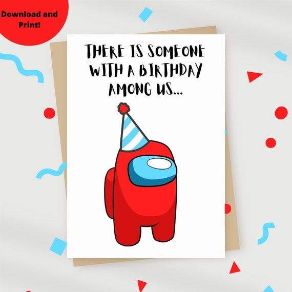 For All Fans Of Among Us 5x7 Envelopes Printable Cards Birthday 