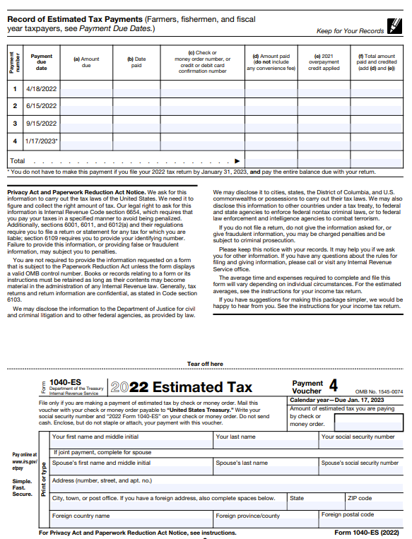 Form 1040 ES Generator ThePayStubs Worksheets Library