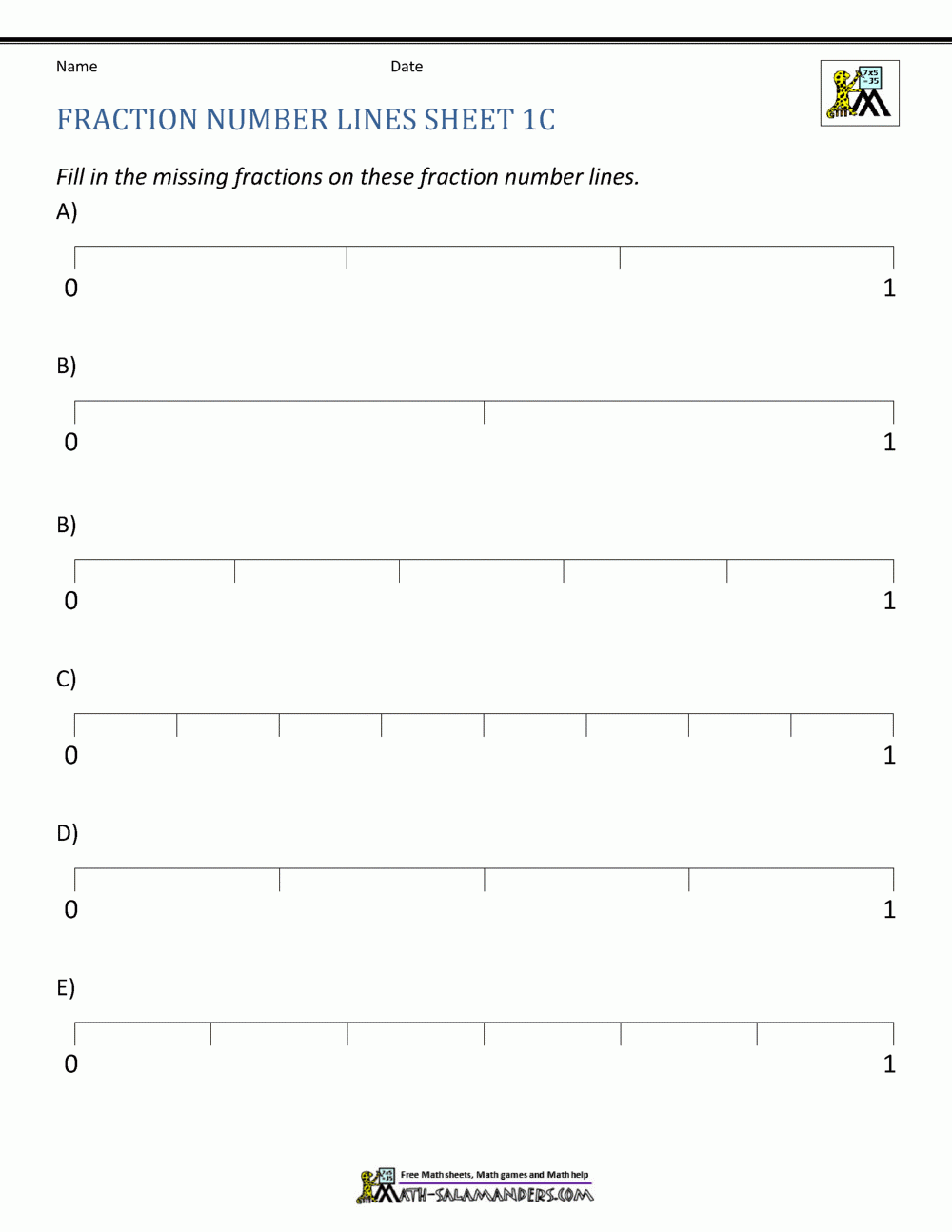 Fraction Number Line Sheets Worksheets Library