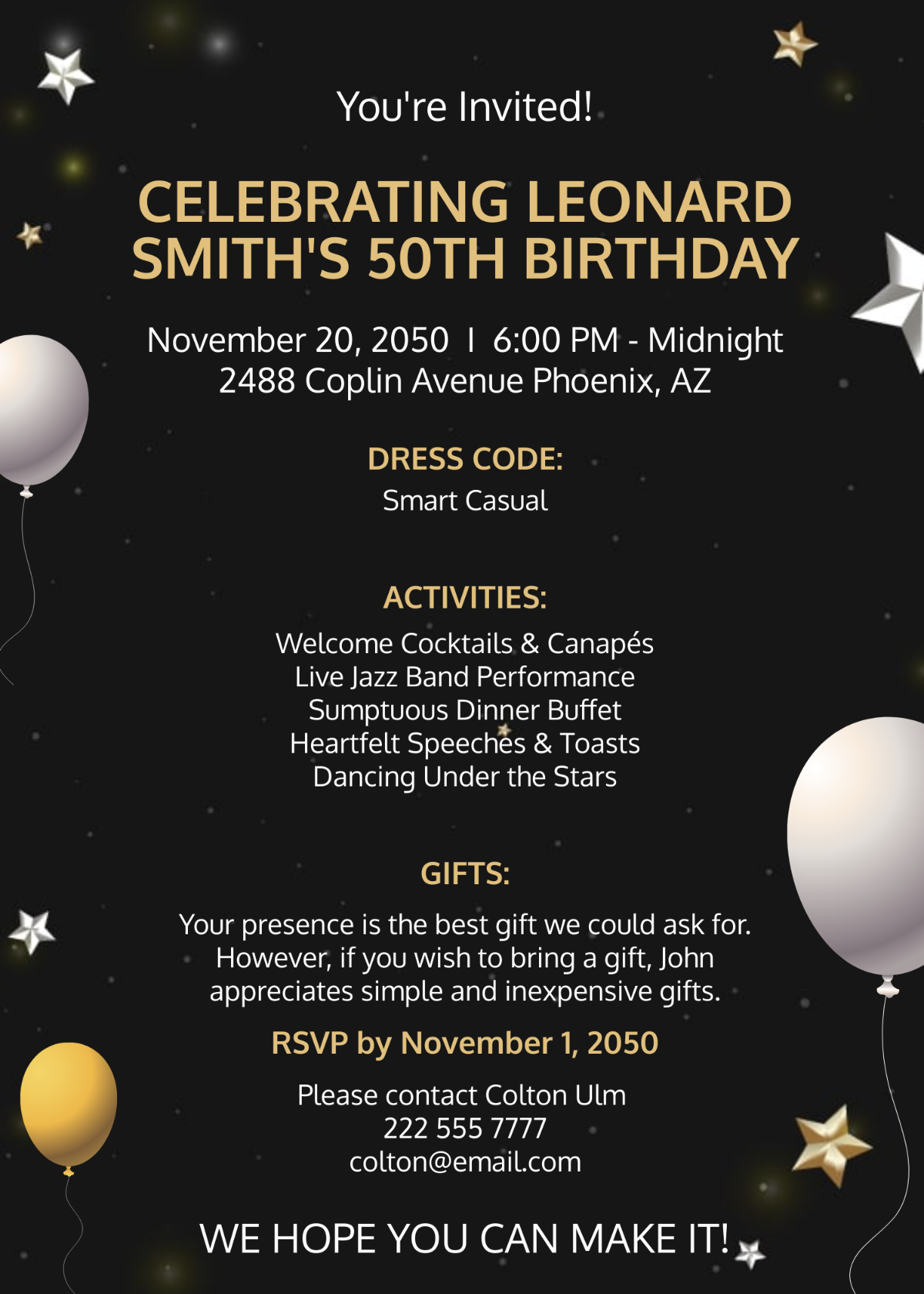 blank 50th birthday invitation template