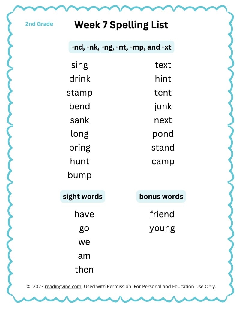 2nd grade spelling words worksheets