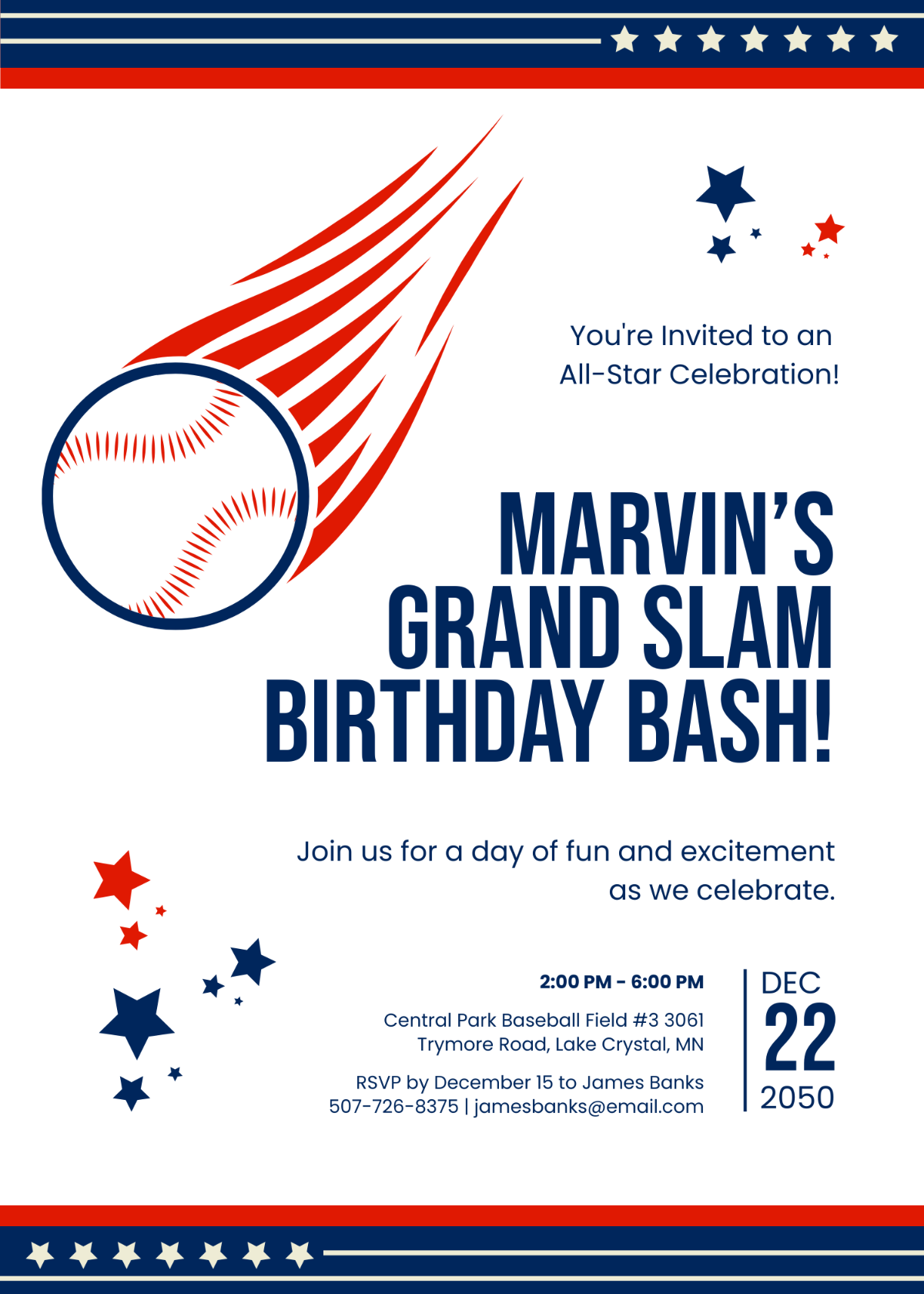 Free Adult Baseball Birthday Party Invitation Template To Edit Online