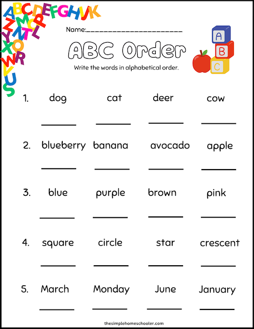 Free Alphabetizing Worksheets ABC Order Made Easy The Simple