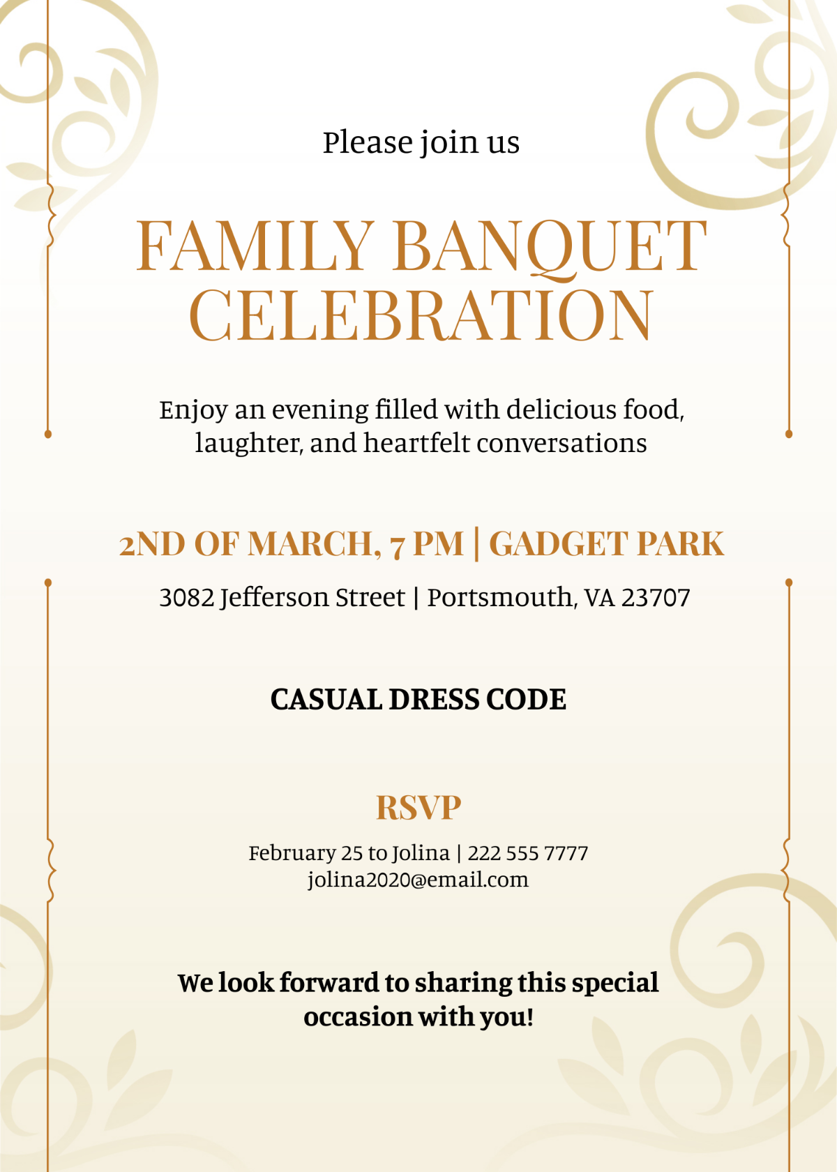 Free Anniversary Banquet Invitation Template To Edit Online