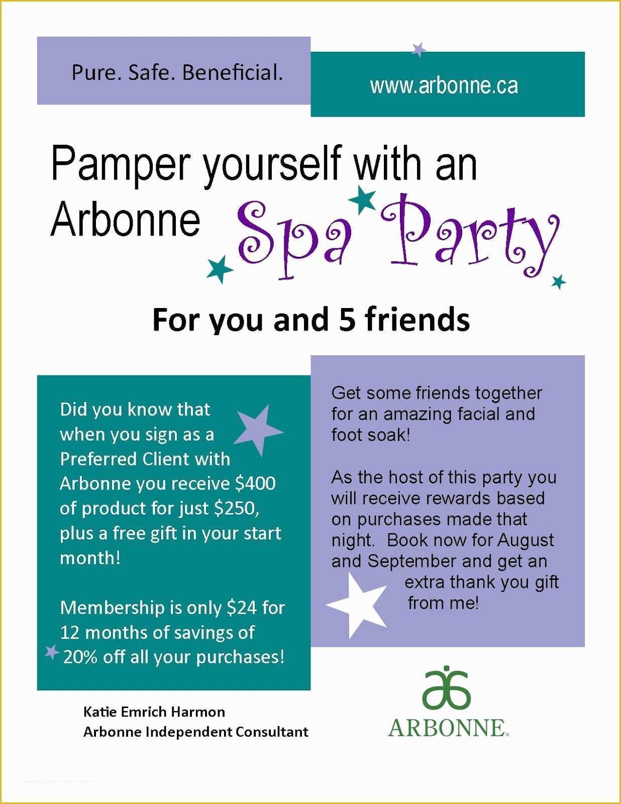Free Arbonne Flyer Templates Of Arbonne Invitations Spa Party 