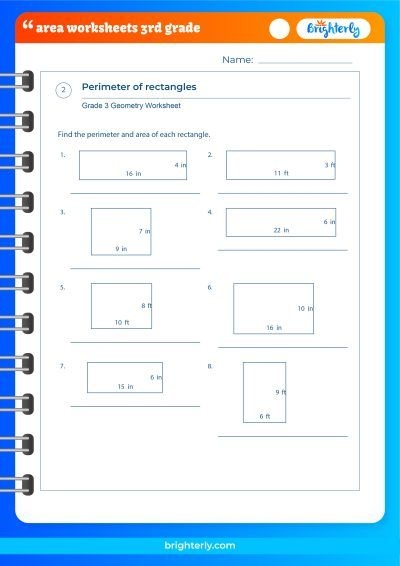 area worksheets grade 3