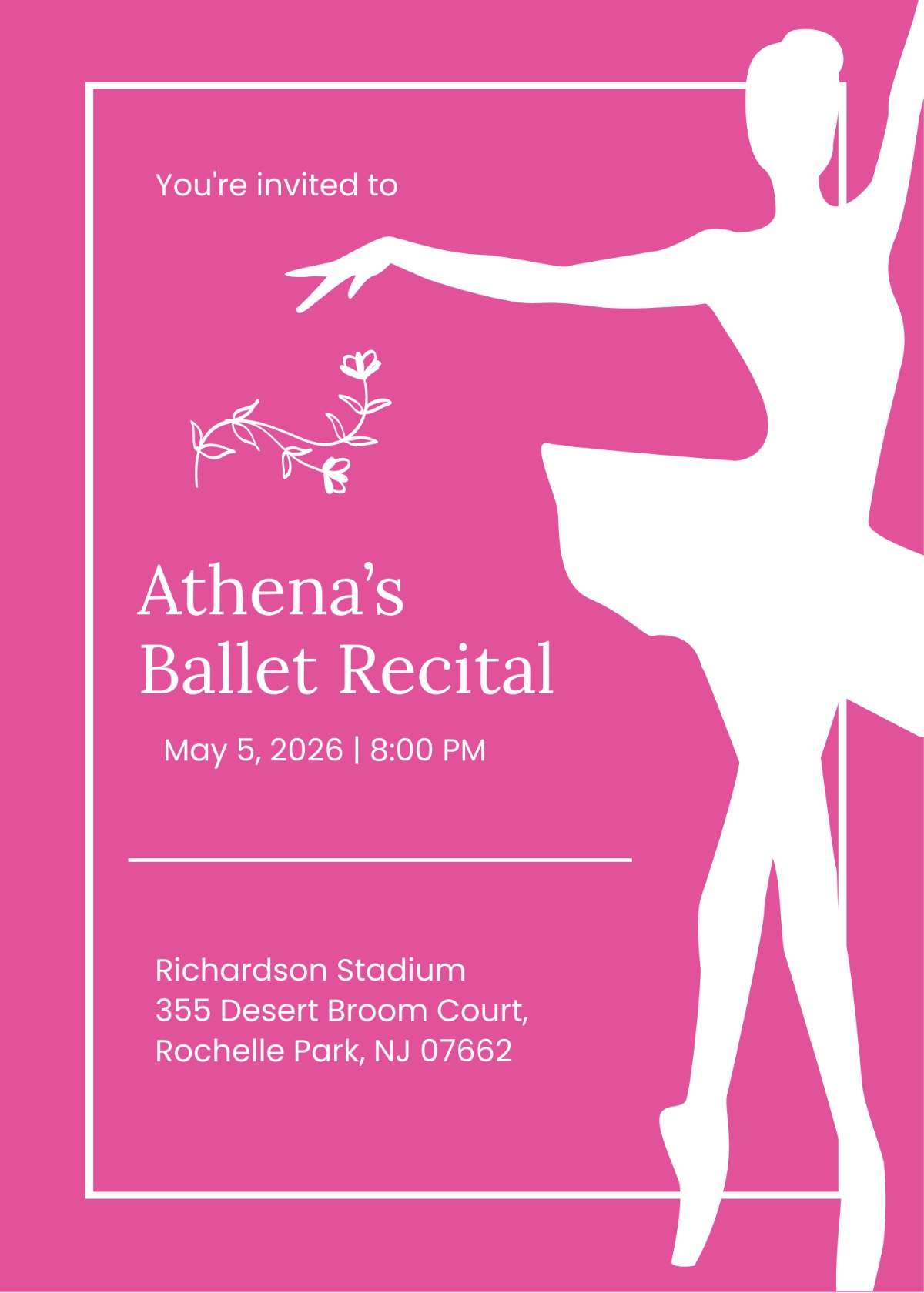 Free Ballet Invitation Card Template To Edit Online