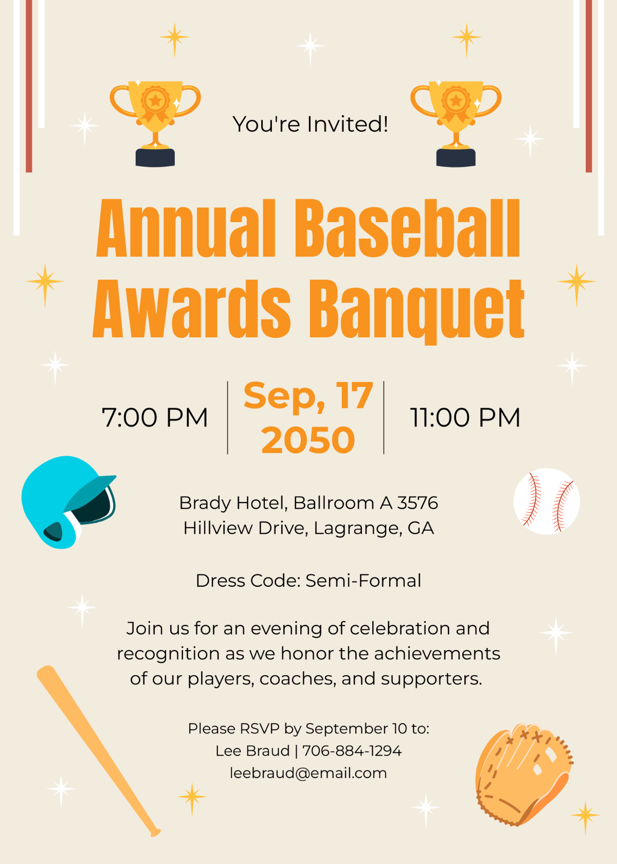 Free Baseball Banquet Invitation Template Edit Online Download 