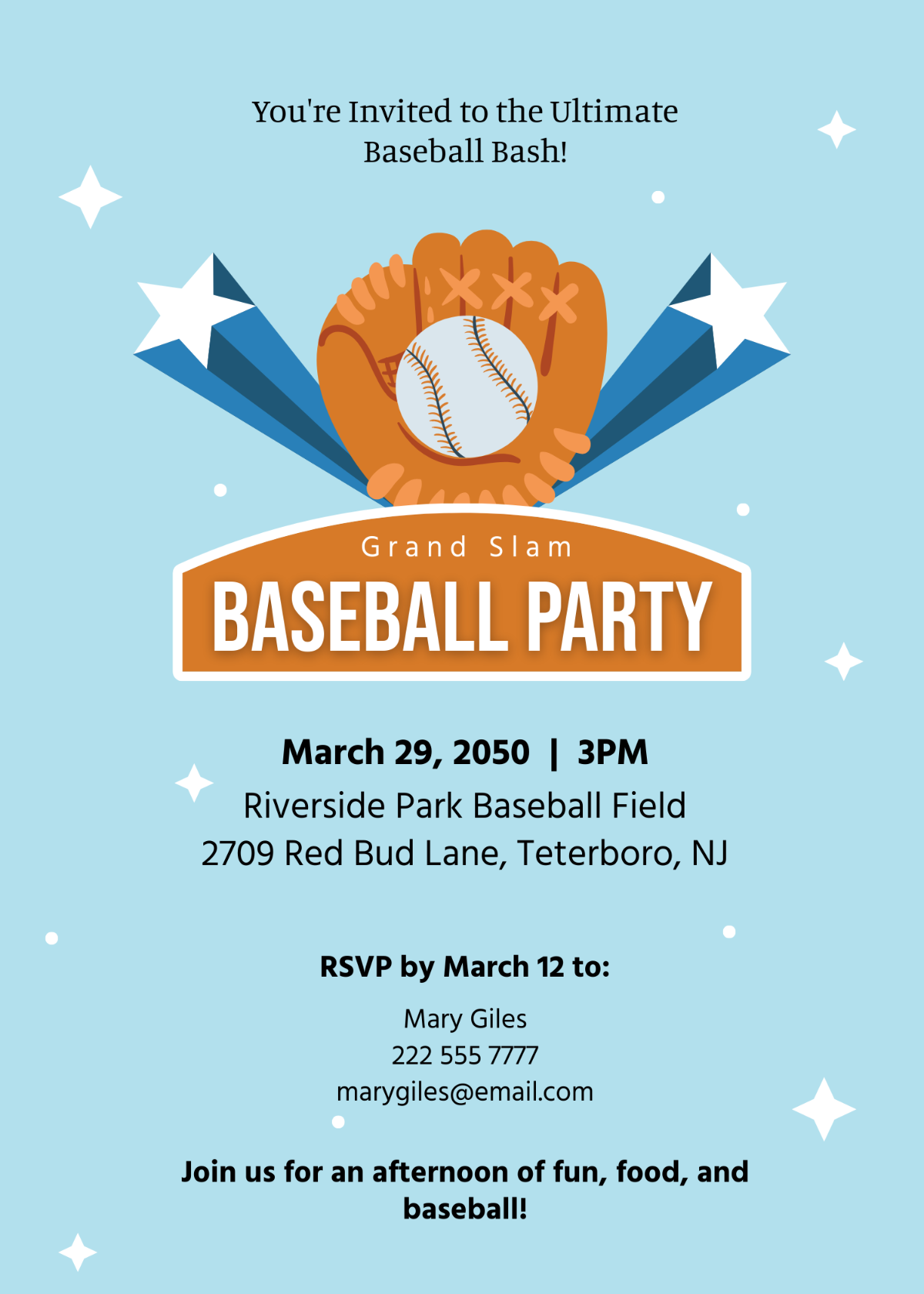 Free Baseball Party Ticket Invitation Template To Edit Online
