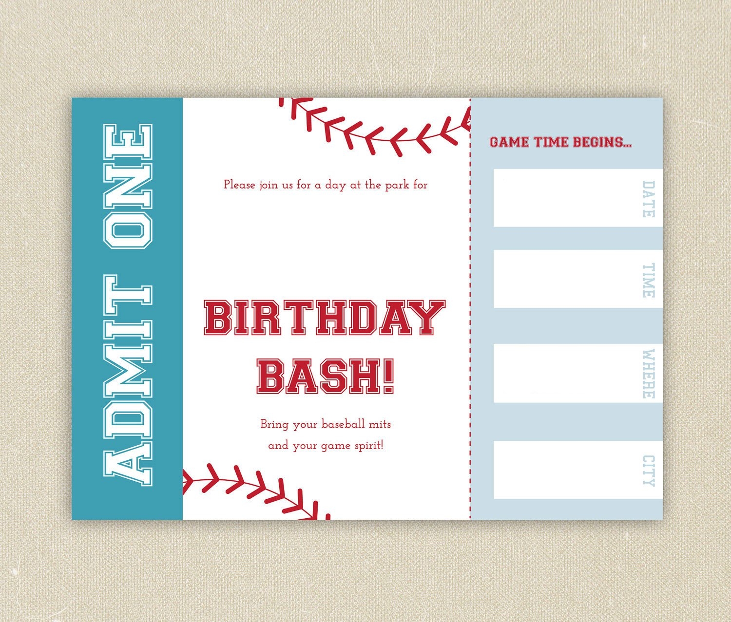 baseball birthday invitation template
