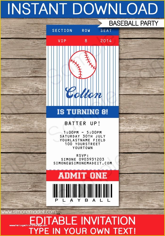 Free Baseball Ticket Template Of Baseball Ticket Invitation Template 