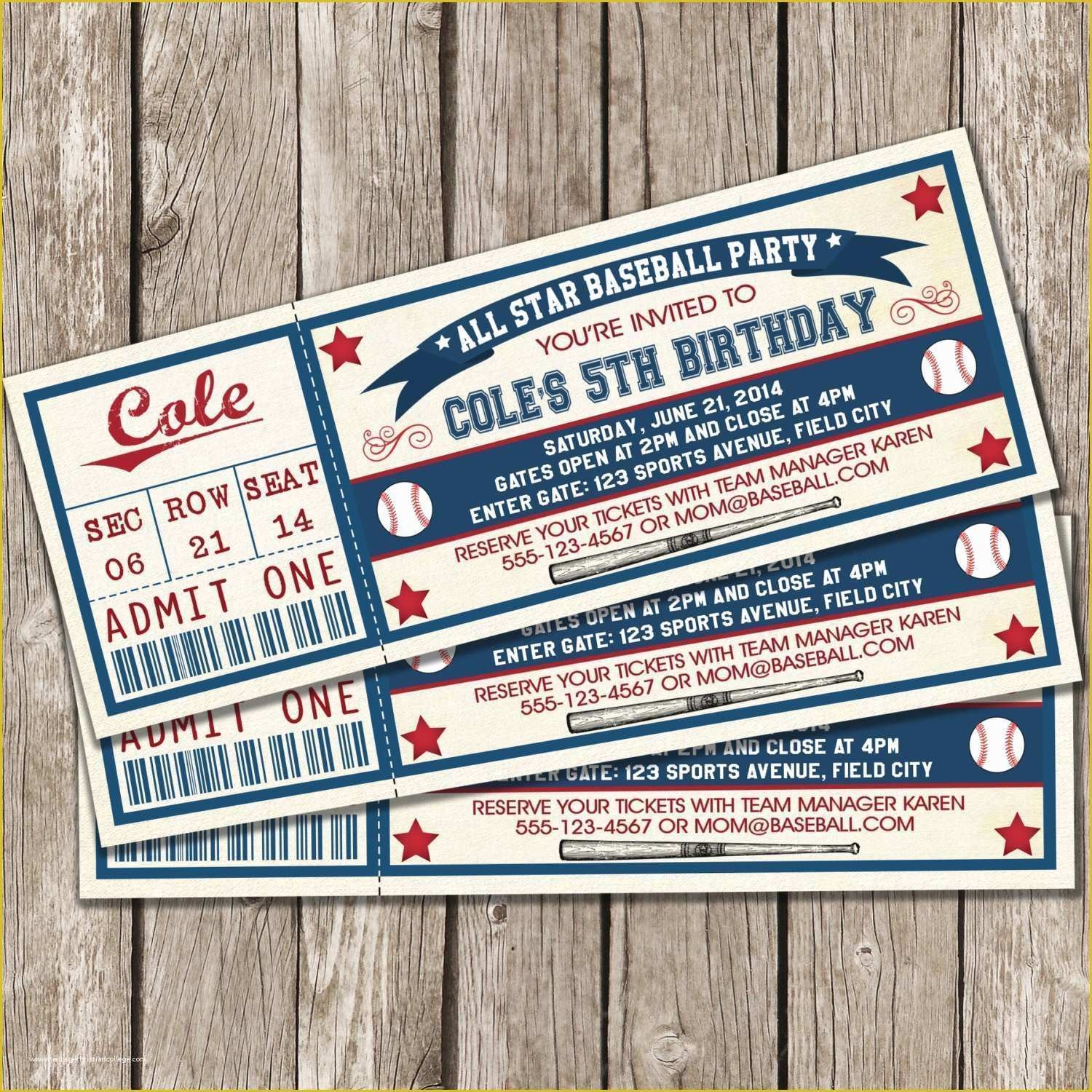 Free Baseball Ticket Template Of Baseball Ticket Invitation Template