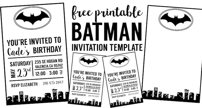batman invitation card template