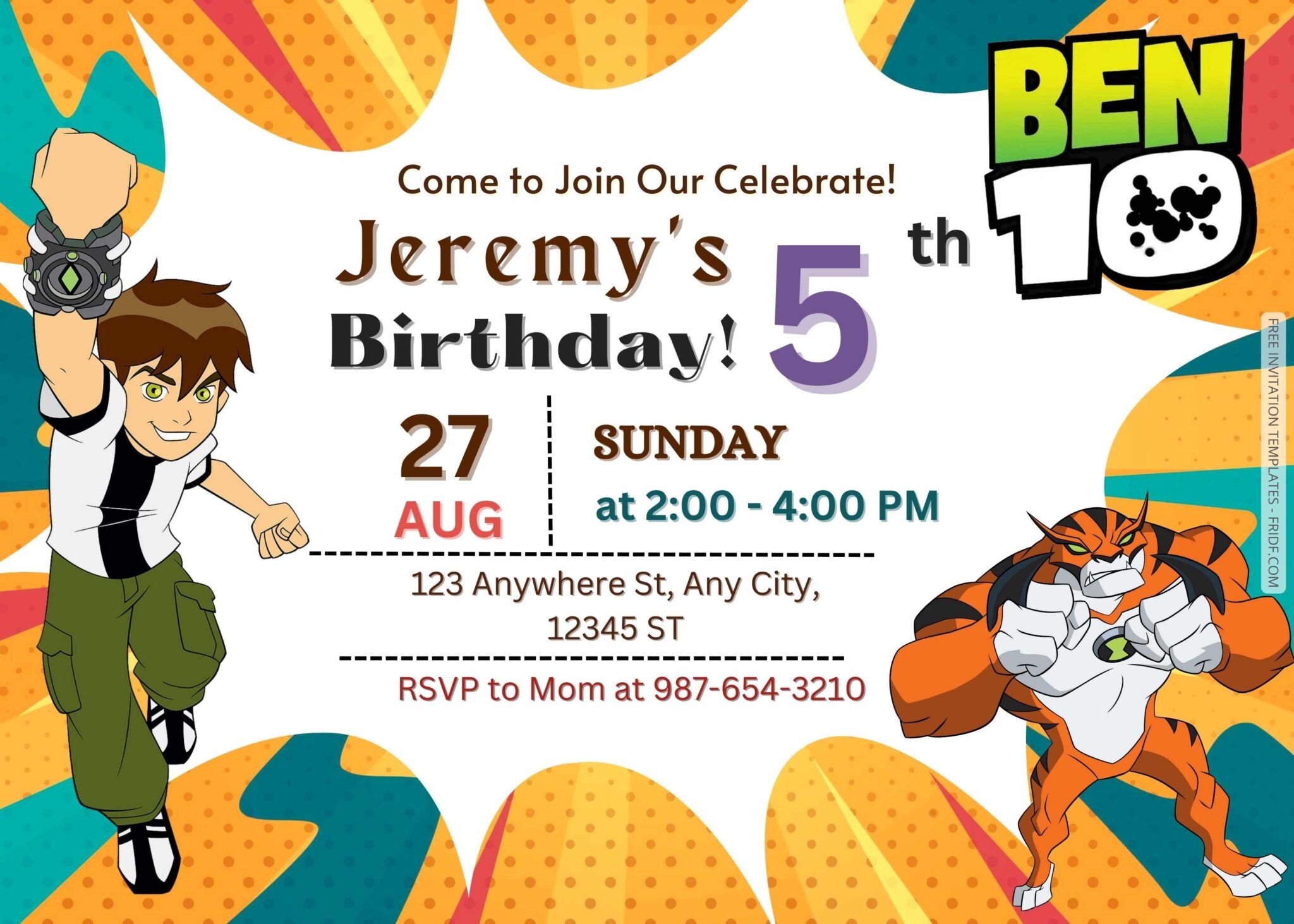 ben 10 birthday invitation template free