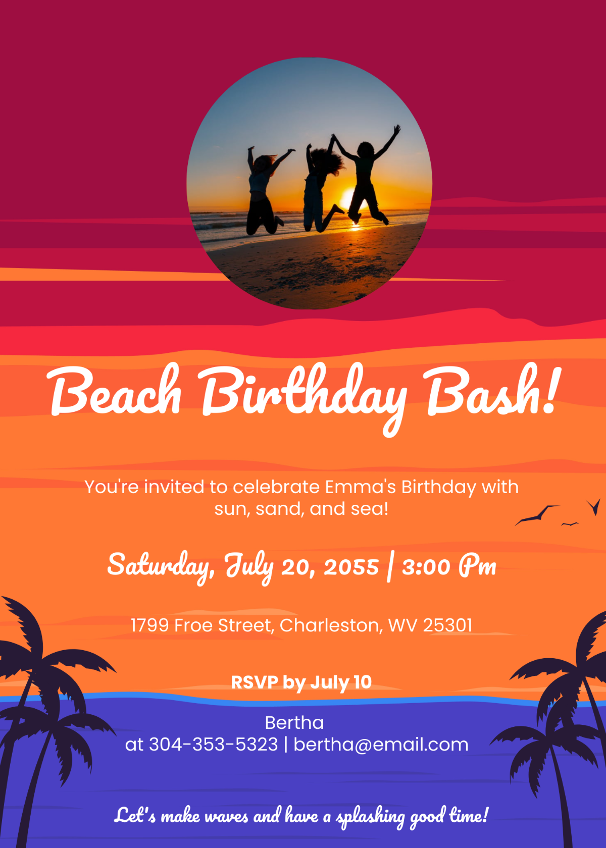 Free Beach Birthday Invitation With Photo Template To Edit Online