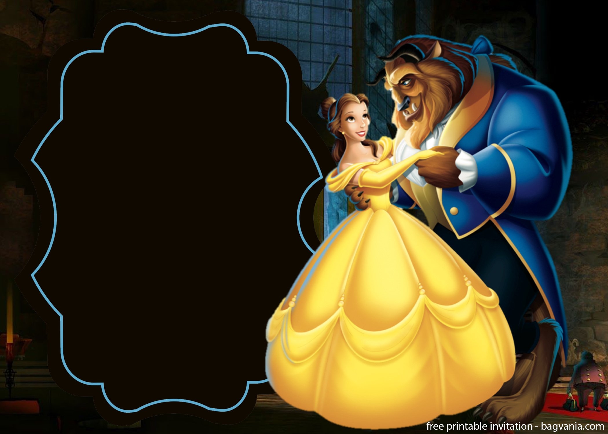 beauty and the beast birthday invitation template free