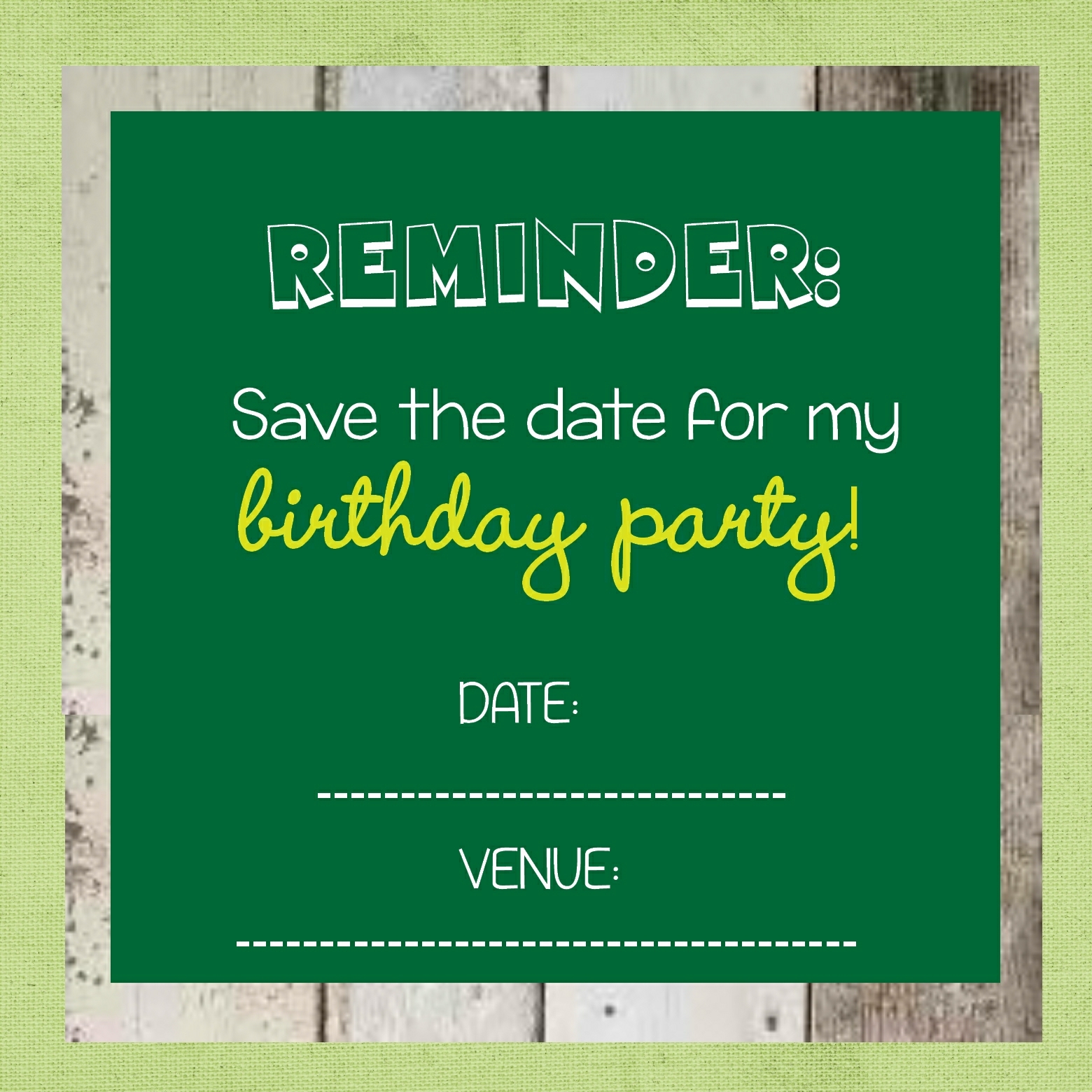 printable birthday party reminder cards