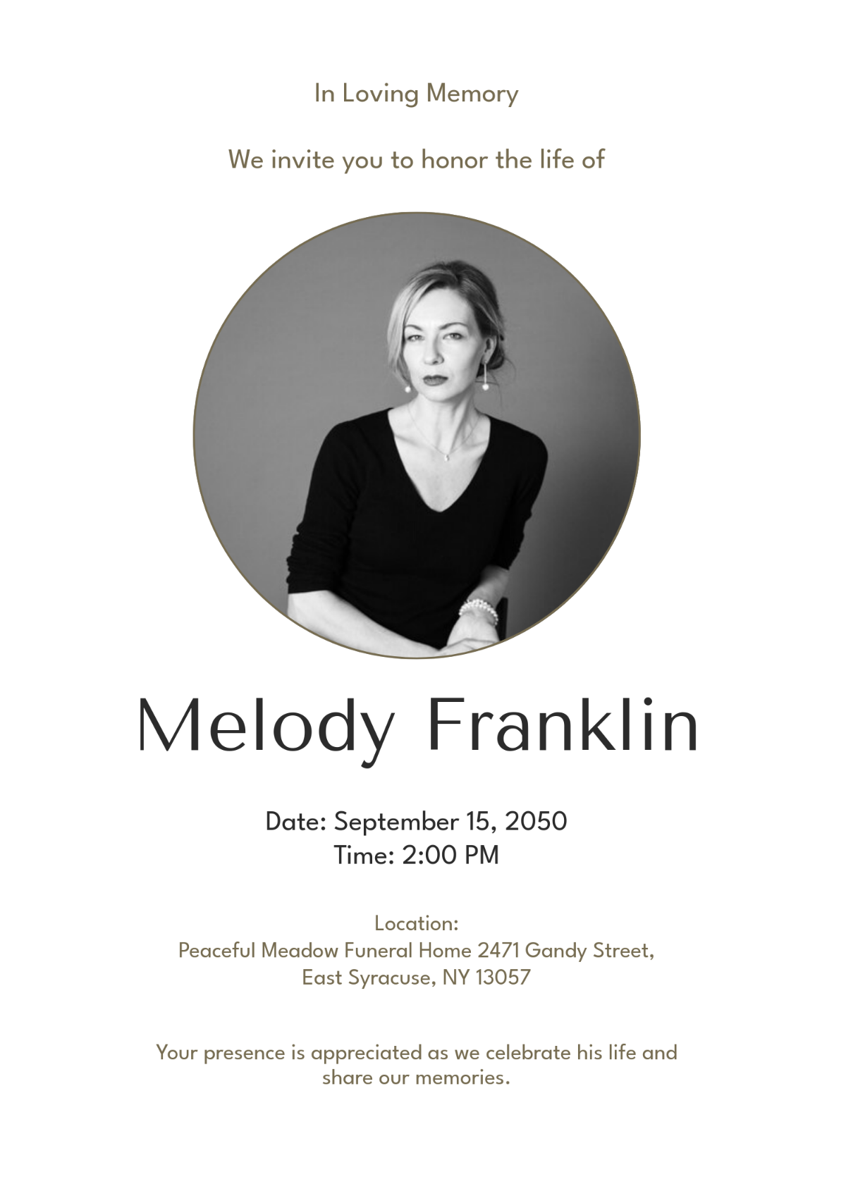 Free Blank Funeral Invitation Template To Edit Online