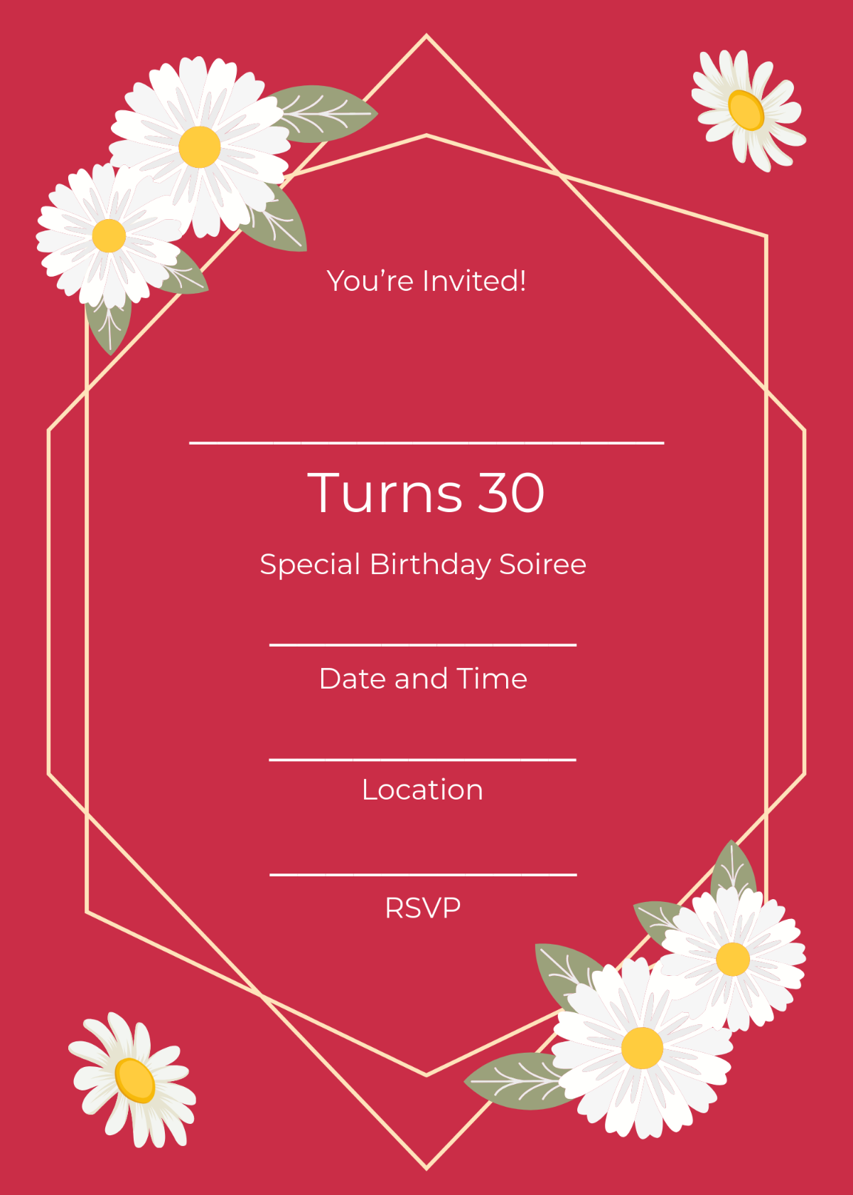 Free Blank Glamorous 30th Birthday Invitation Template To Edit Online