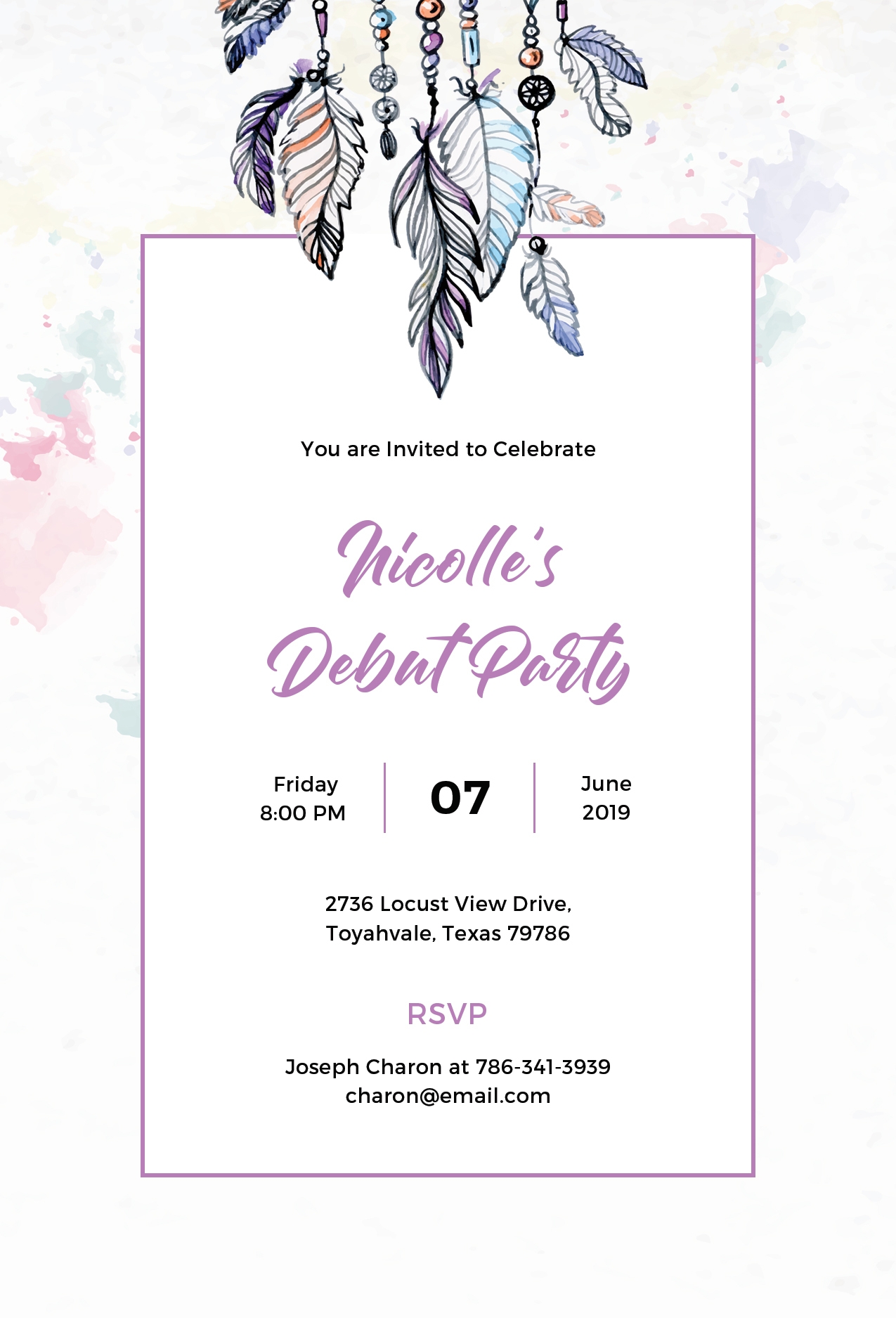 Free Boho Debut Invitation Template In PSD MS Word Publisher 