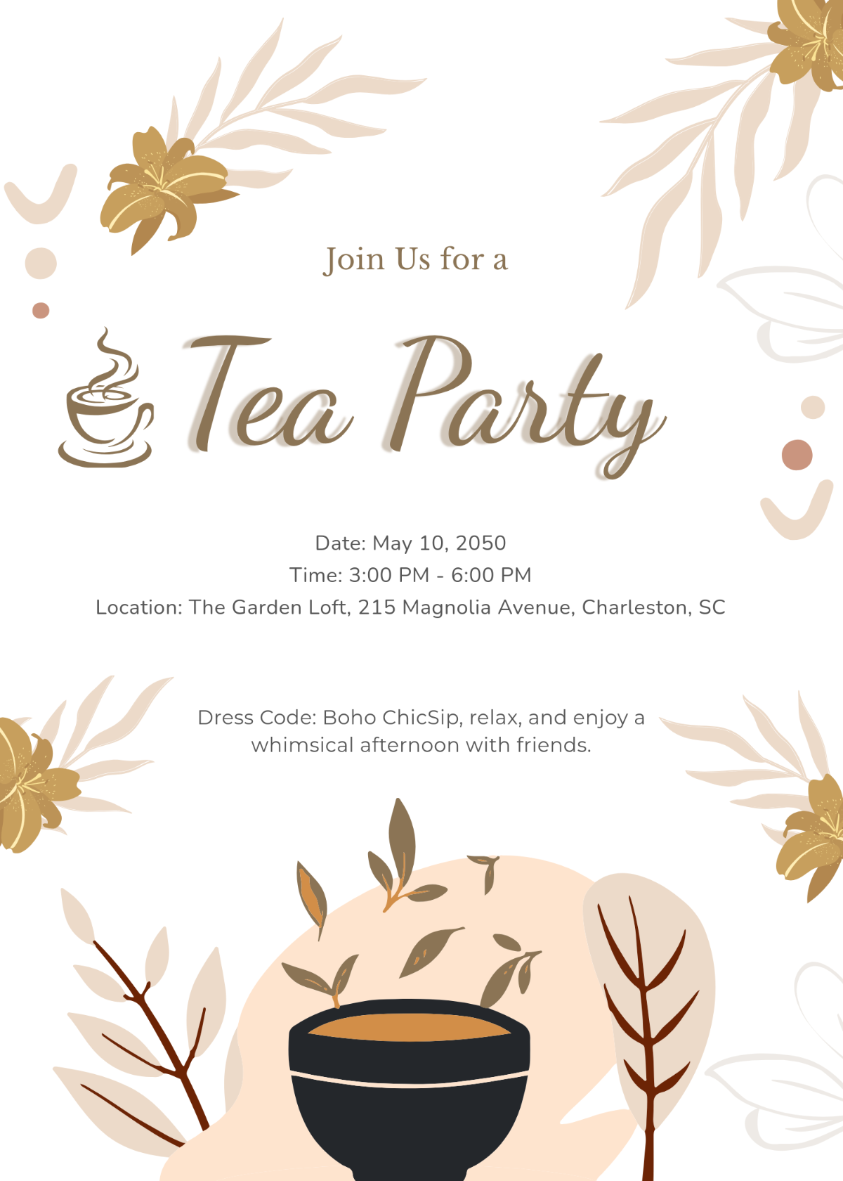 boho party invitation template