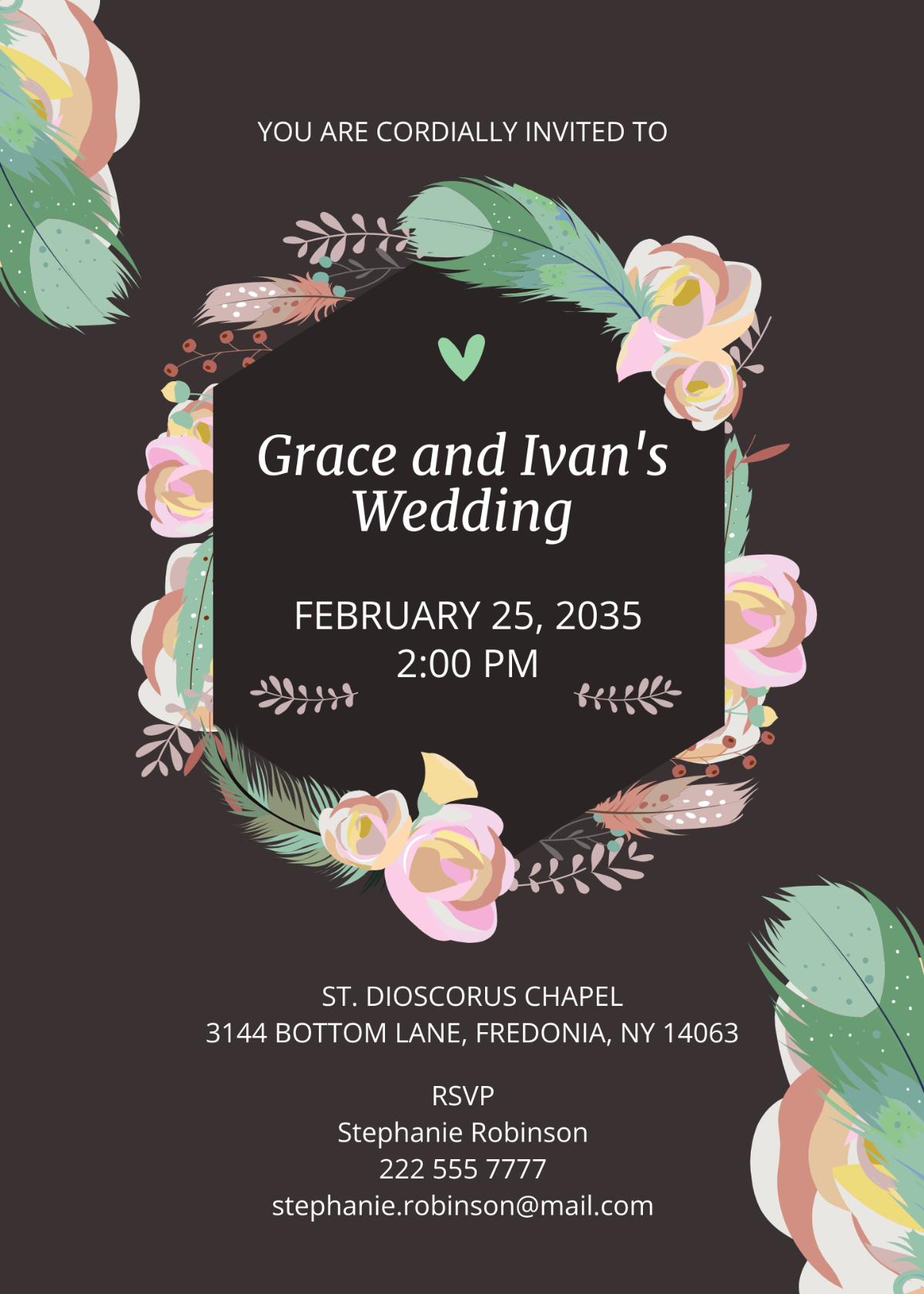 Free Boho ROSES Wedding Invitation Template To Edit Online