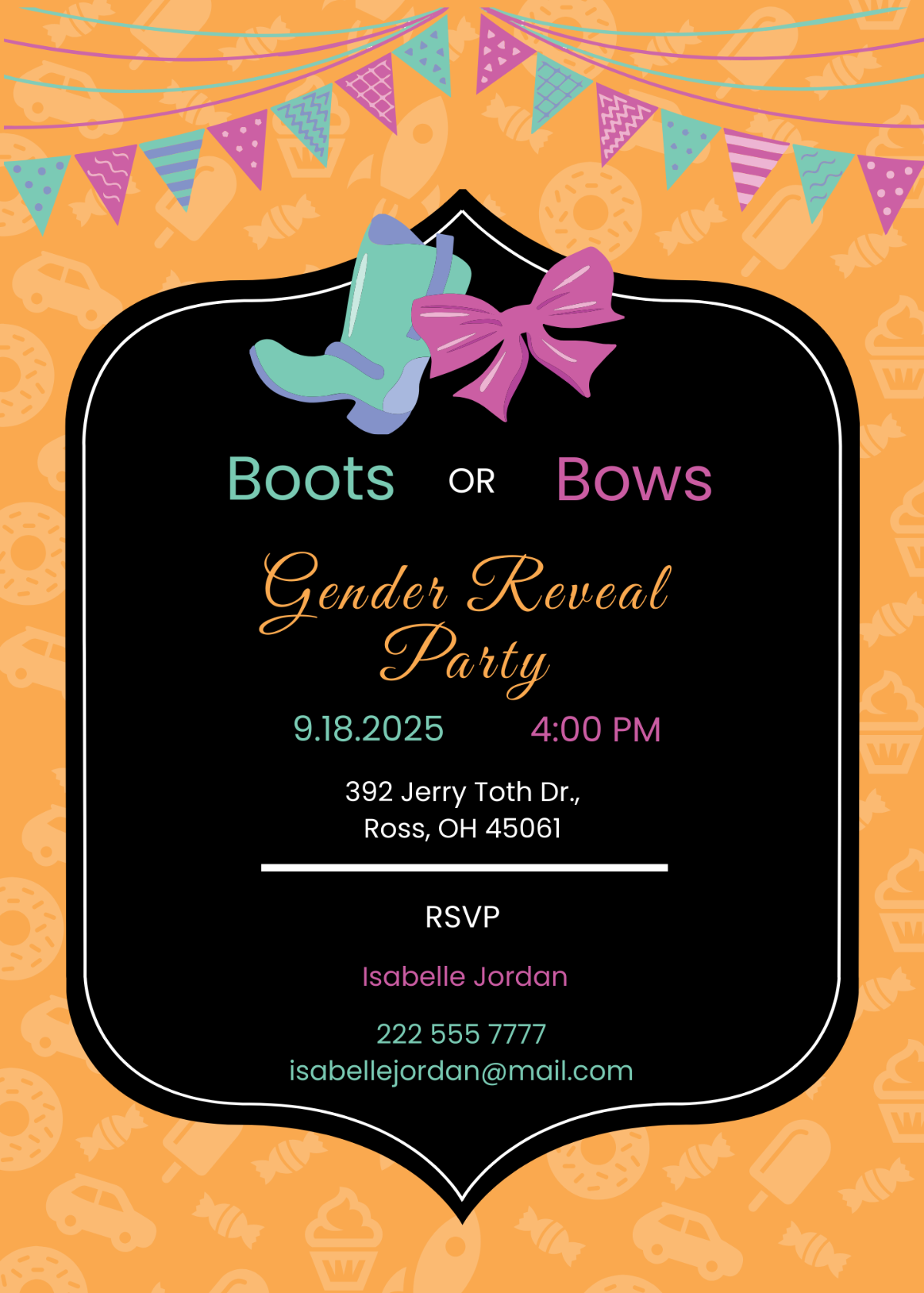boots or bows invitation template