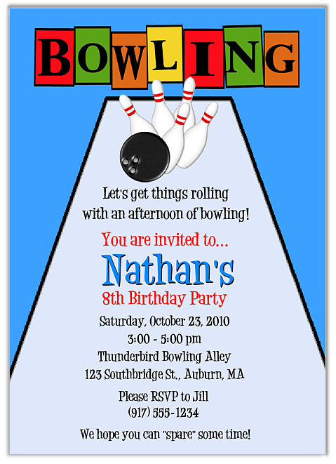 bowling birthday party invitation template