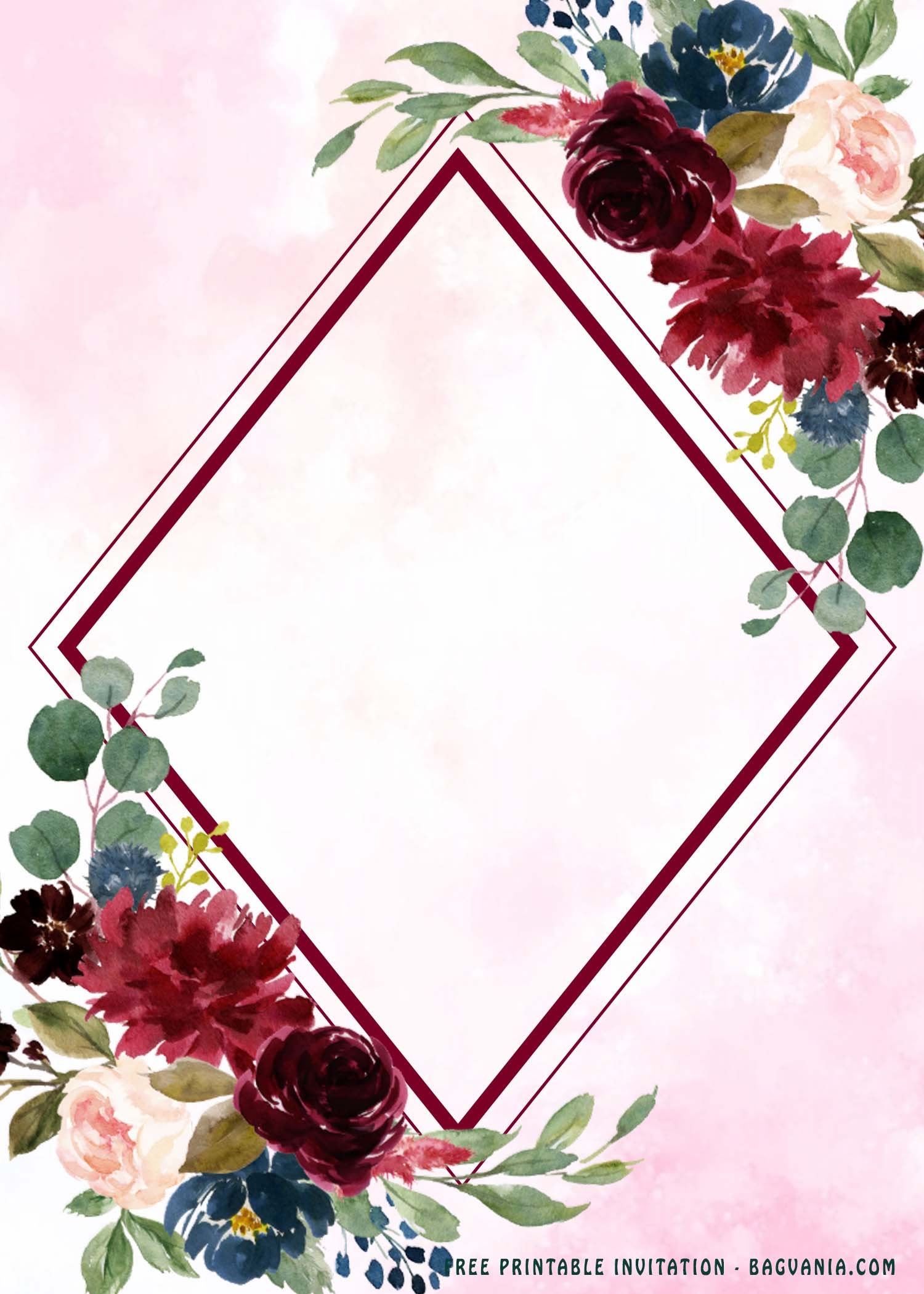 Free Burgundy Wedding Invitation Templates Serunen