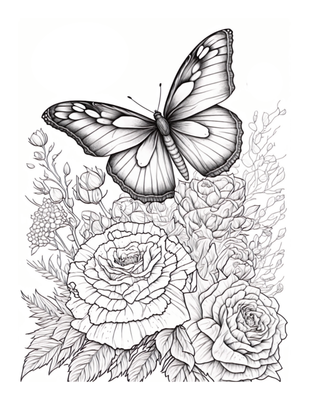Free Butterfly Garden Coloring Page 61 Free Coloring Adventure