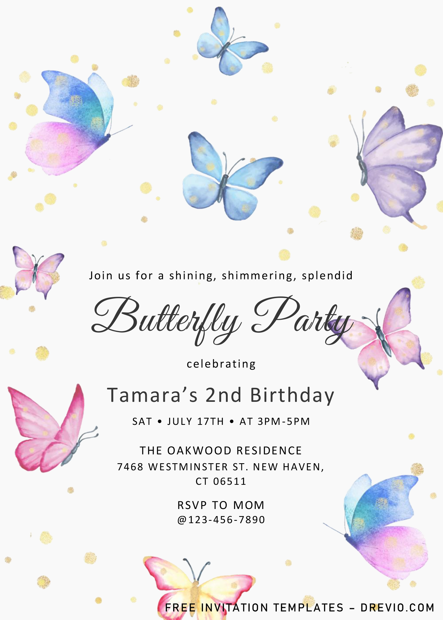 butterfly party invitations templates