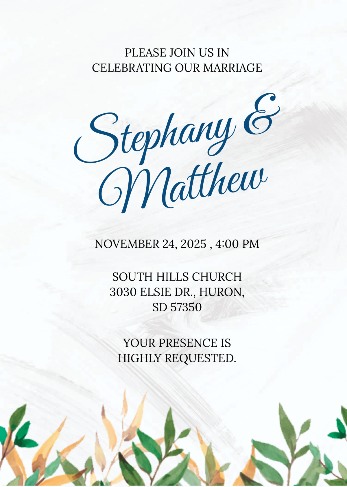 Free Calligraphy Wedding Invitation Template To Edit Online