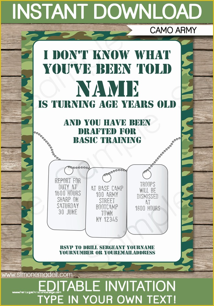 Free Camo Wedding Invitation Templates Of Camo Birthday Invitation 