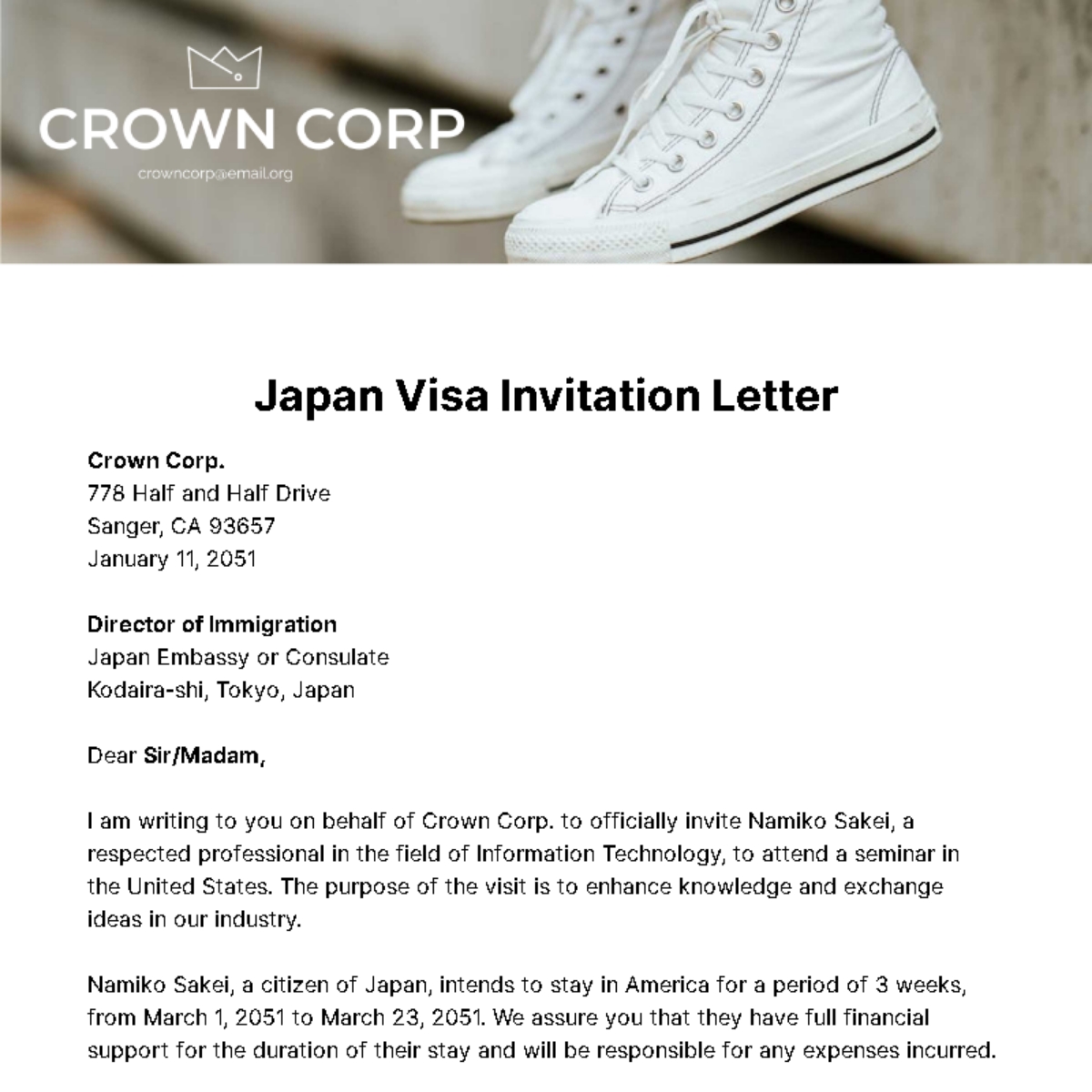 canadian visa invitation letter template