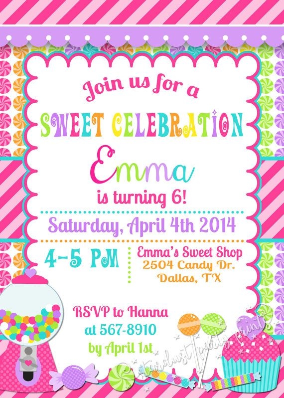 candy themed invitation template