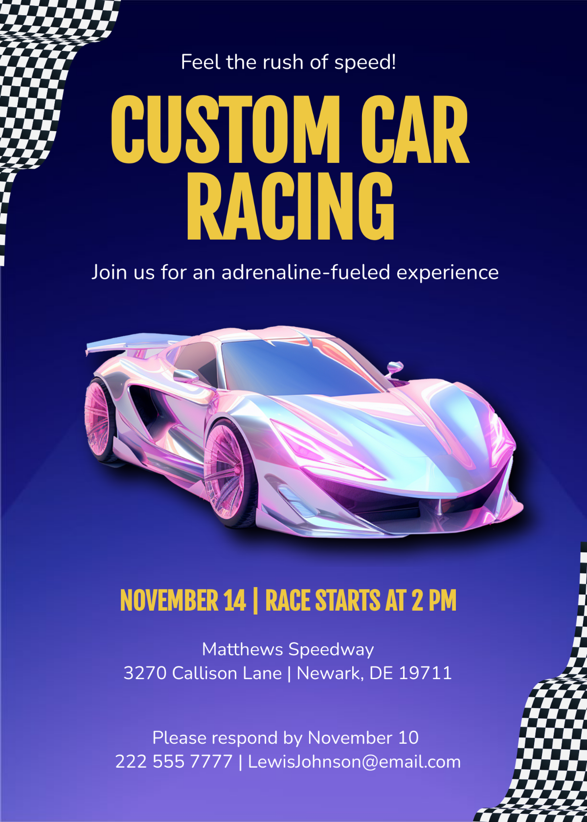 Free Car Racing Invitation Template To Edit Online