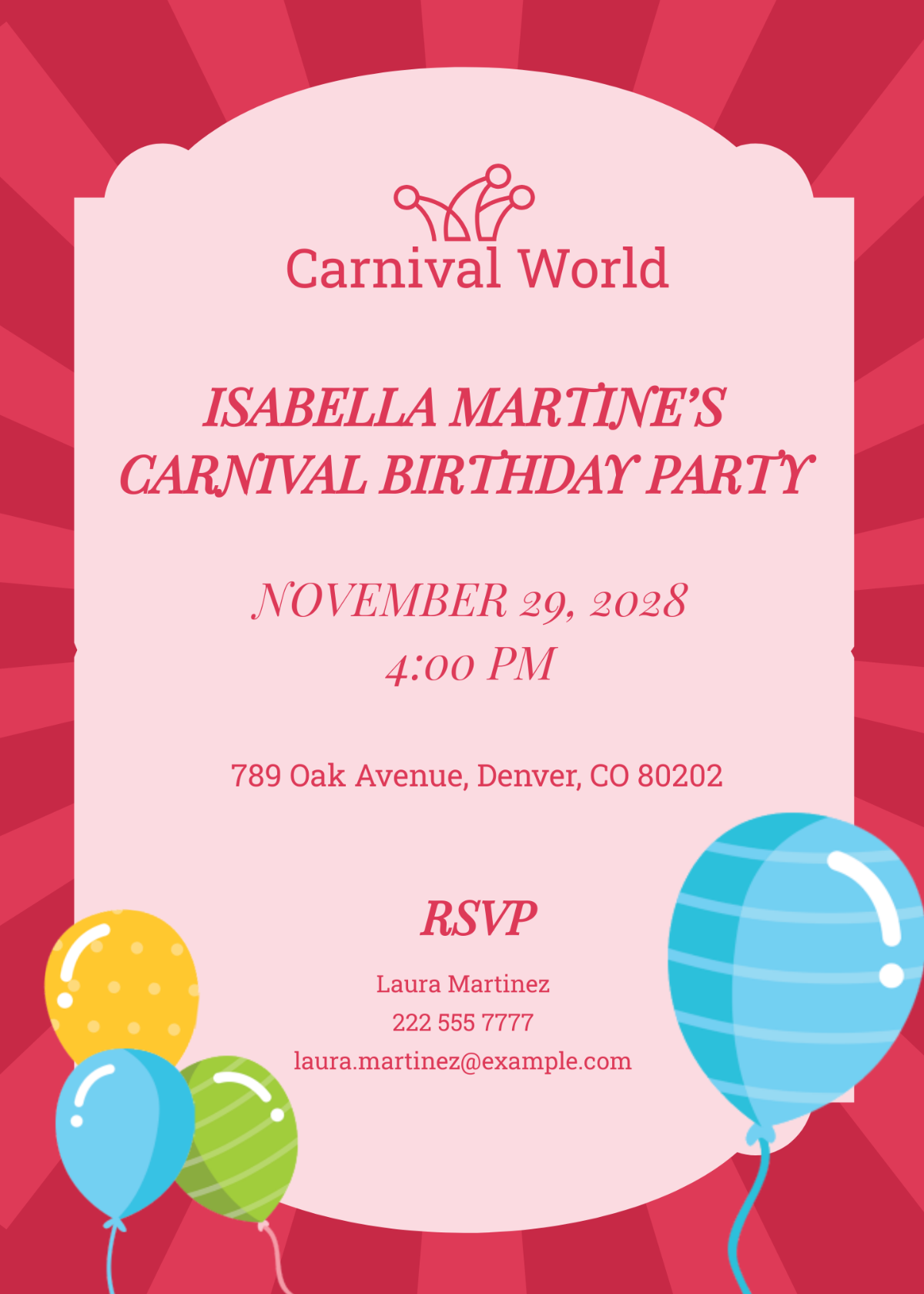 Free Carnival Birthday Party Invitation Template To Edit Online