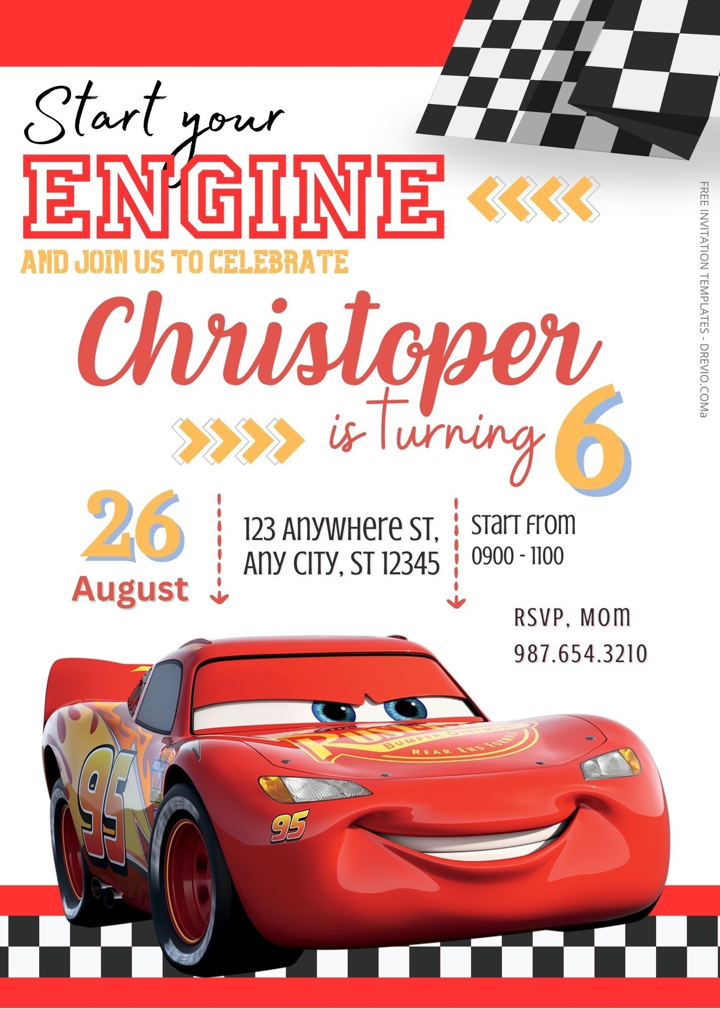 cars birthday party invitation templates free