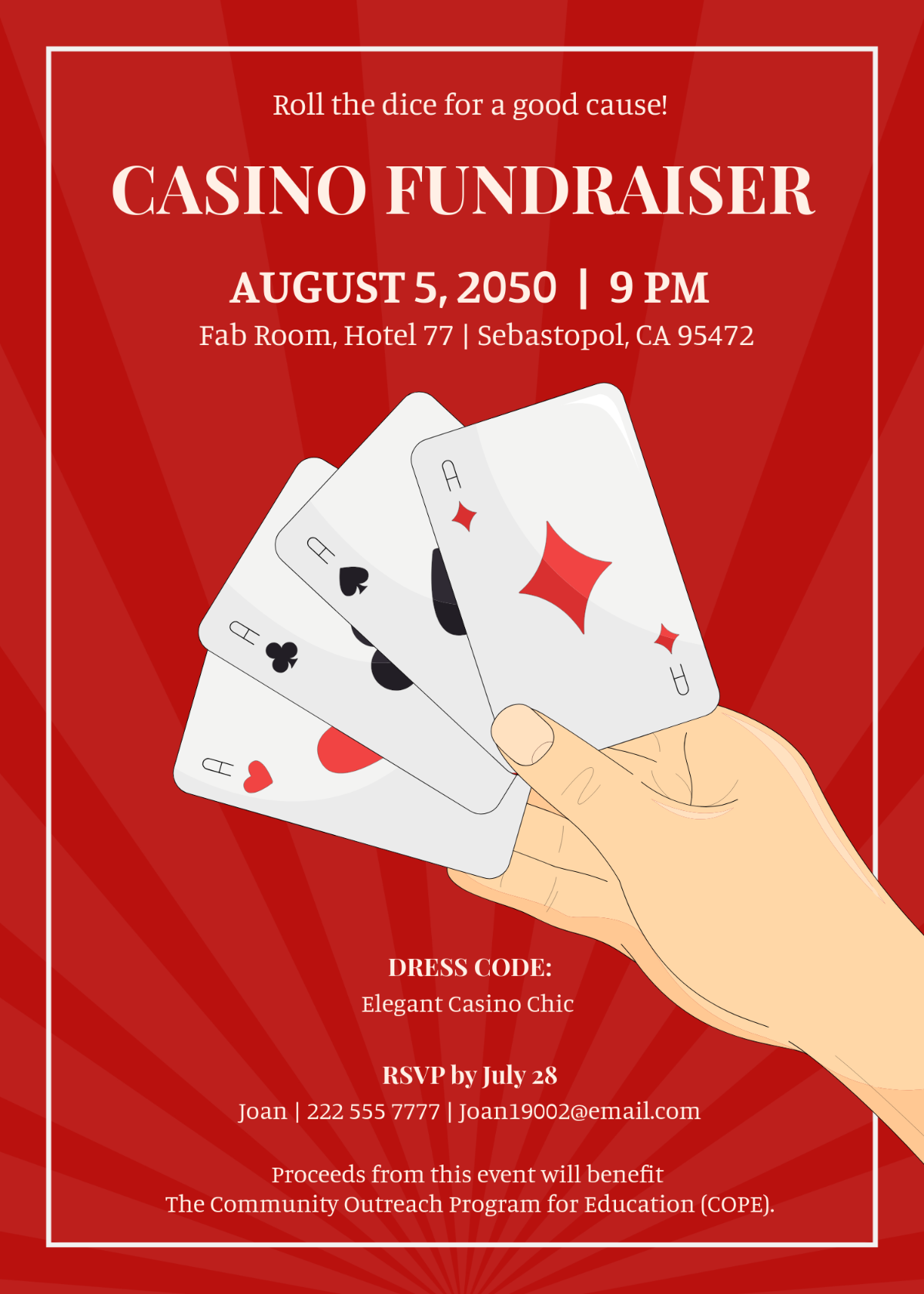 casino night invitation template free