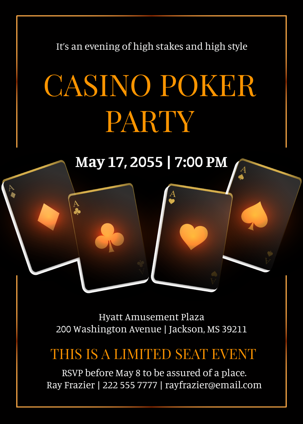 Free Casino Poker Party Invitation Template To Edit Online