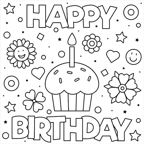 Free Colorable Printable Birthday Cards Printable Sight Words List