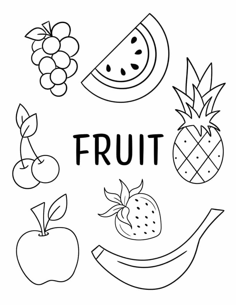 free coloring pages of fruit