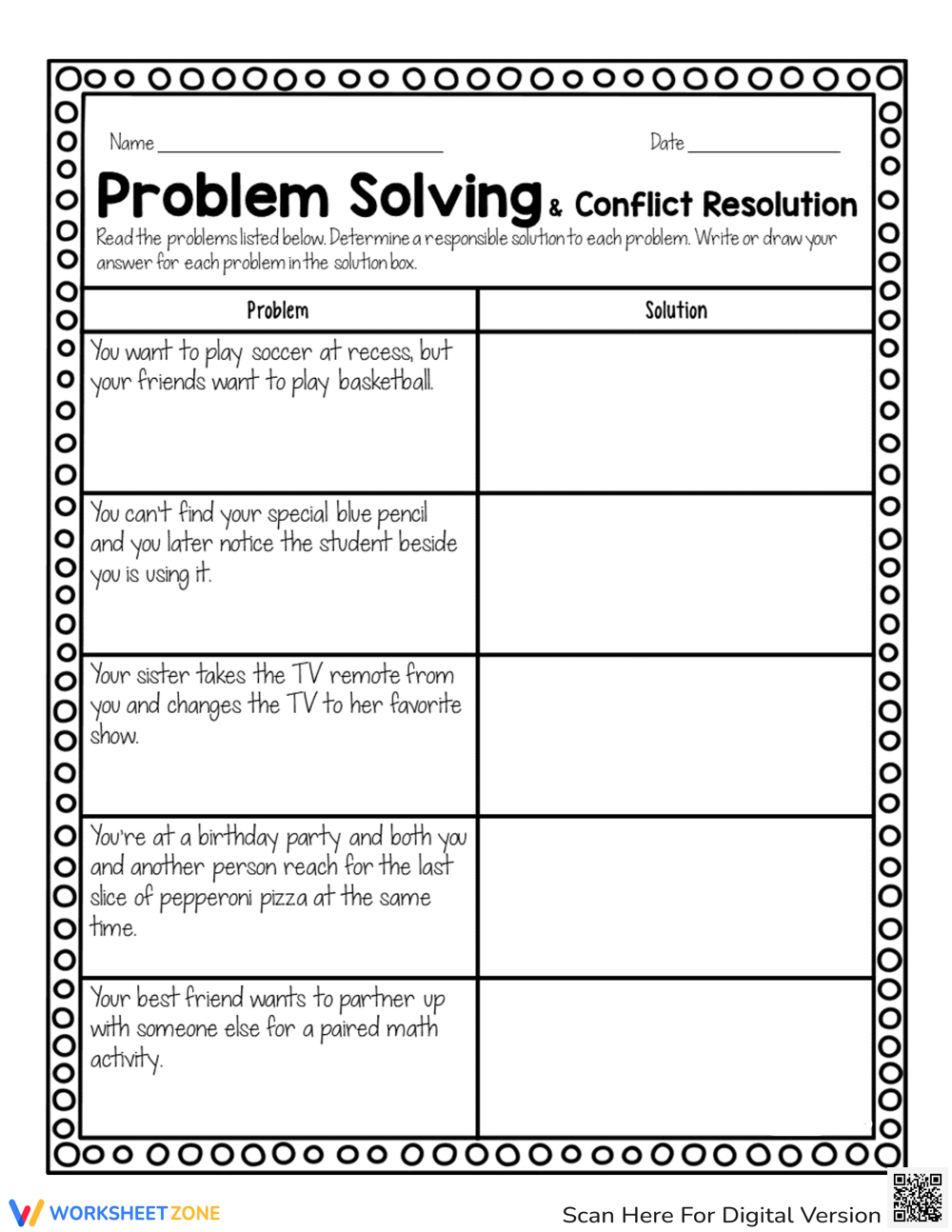 conflict management worksheet