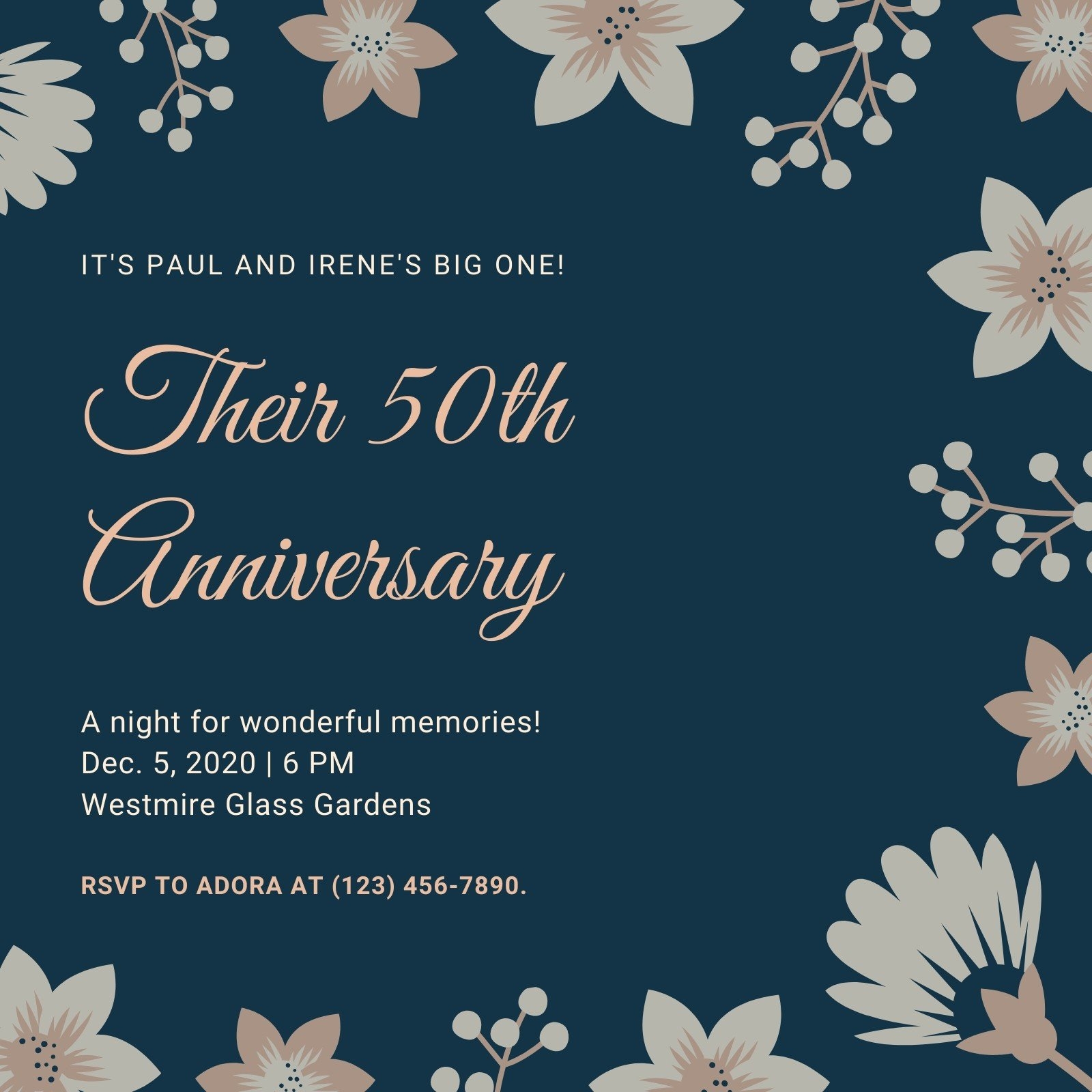 Free Custom Printable 50th Anniversary Invitation Templates Canva