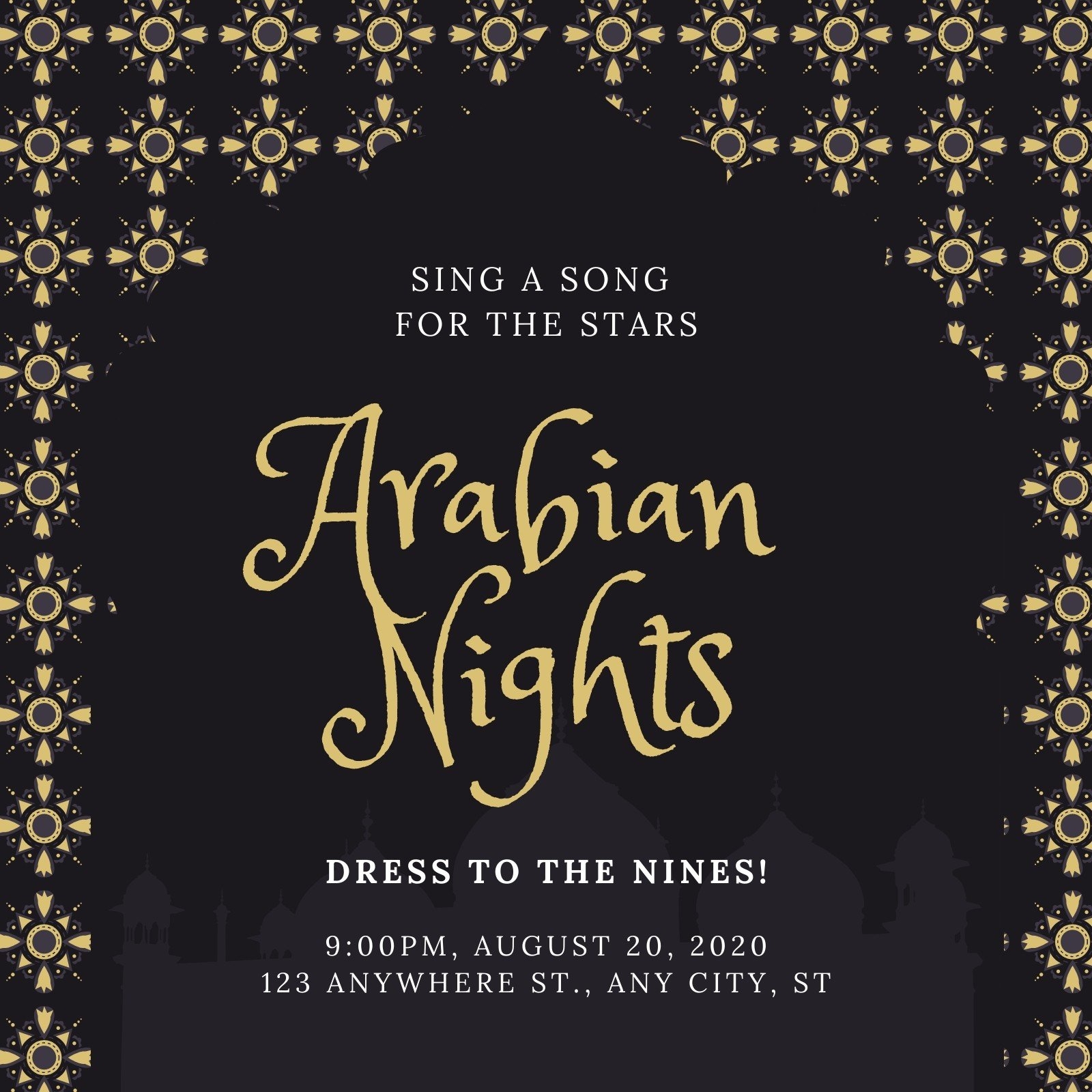 arabian nights party invitation templates